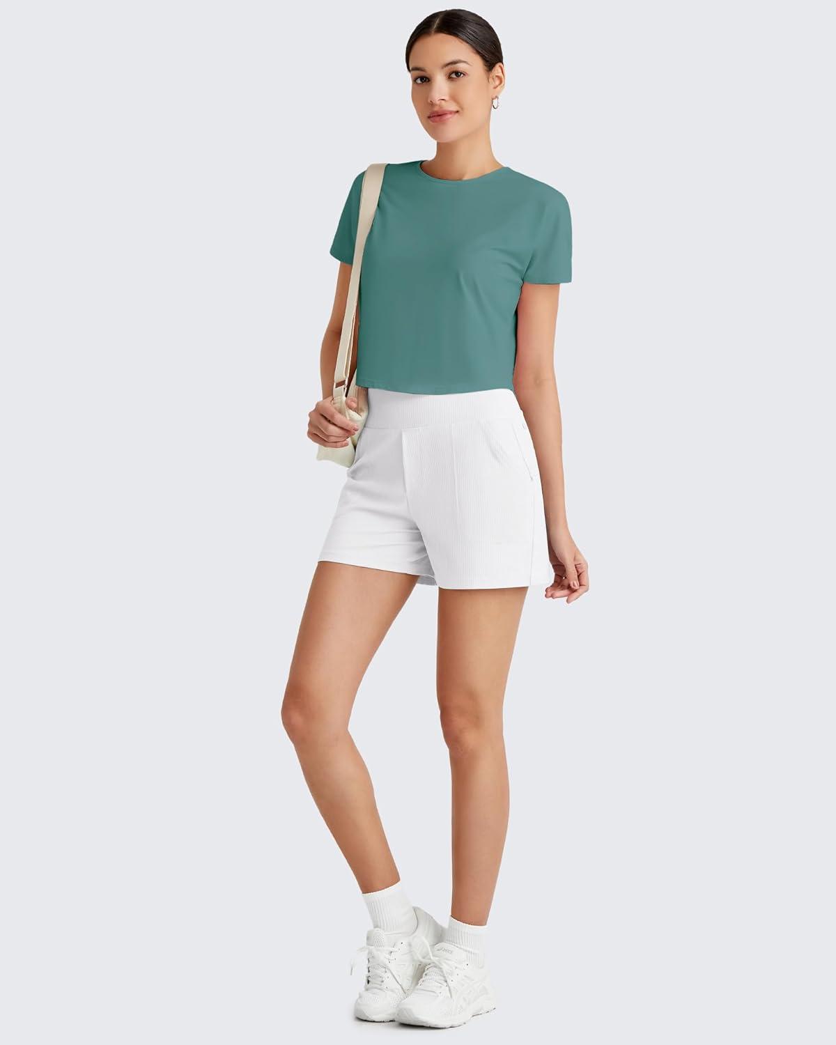 imageG4Free Lightbreeze Womens Workout Tops Batwing Sleeve Tees Loose Fit Athletic Gym Shirts Basic Yoga Tshirts Casual SummerMyrtle Green