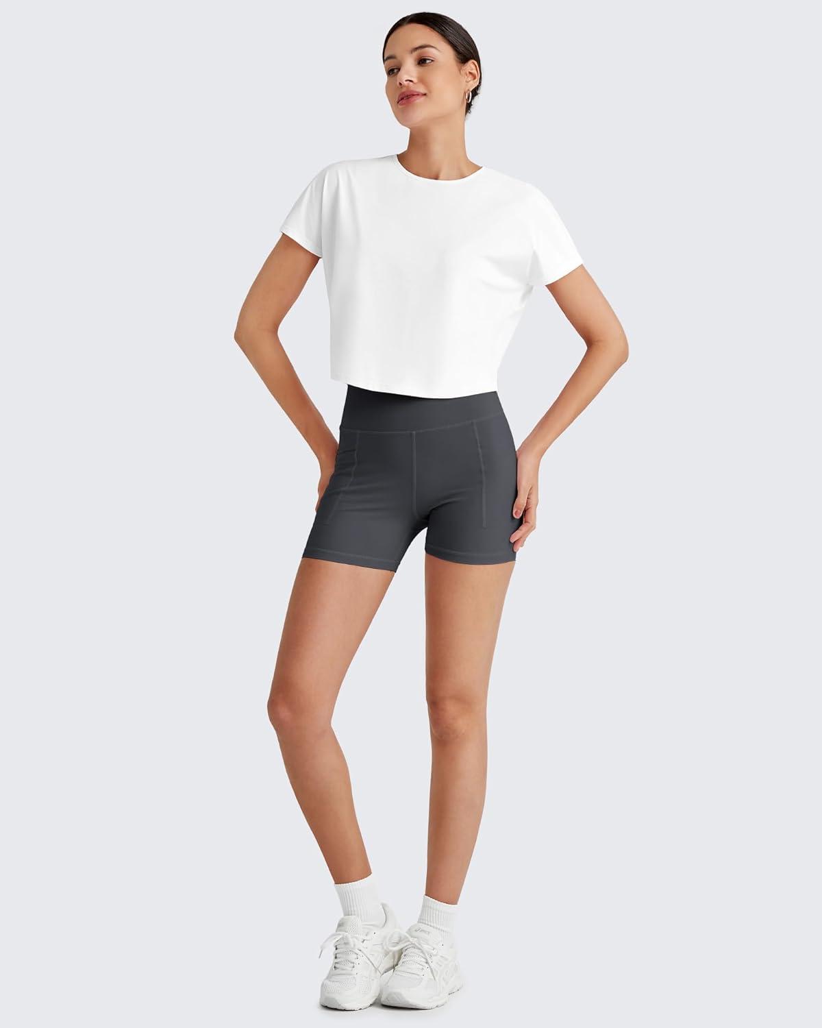 imageG4Free Lightbreeze Womens Workout Tops Batwing Sleeve Tees Loose Fit Athletic Gym Shirts Basic Yoga Tshirts Casual SummerWhite