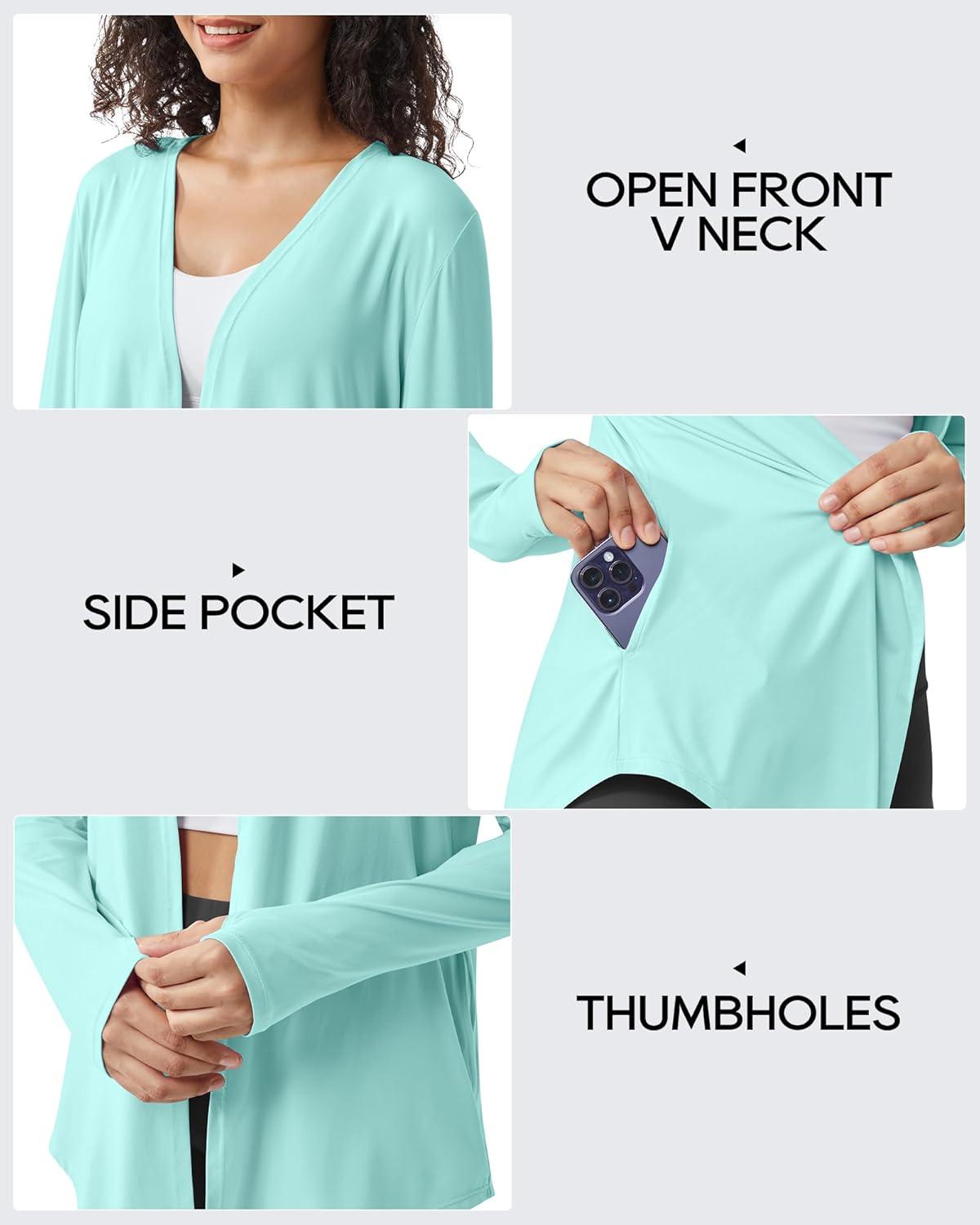 imageG4Free Lightweight Cardigans for Women UPF 50 Long Sleeve Sun Shirts Open Front Summer Cover Ups UV ProtectionLight Blue