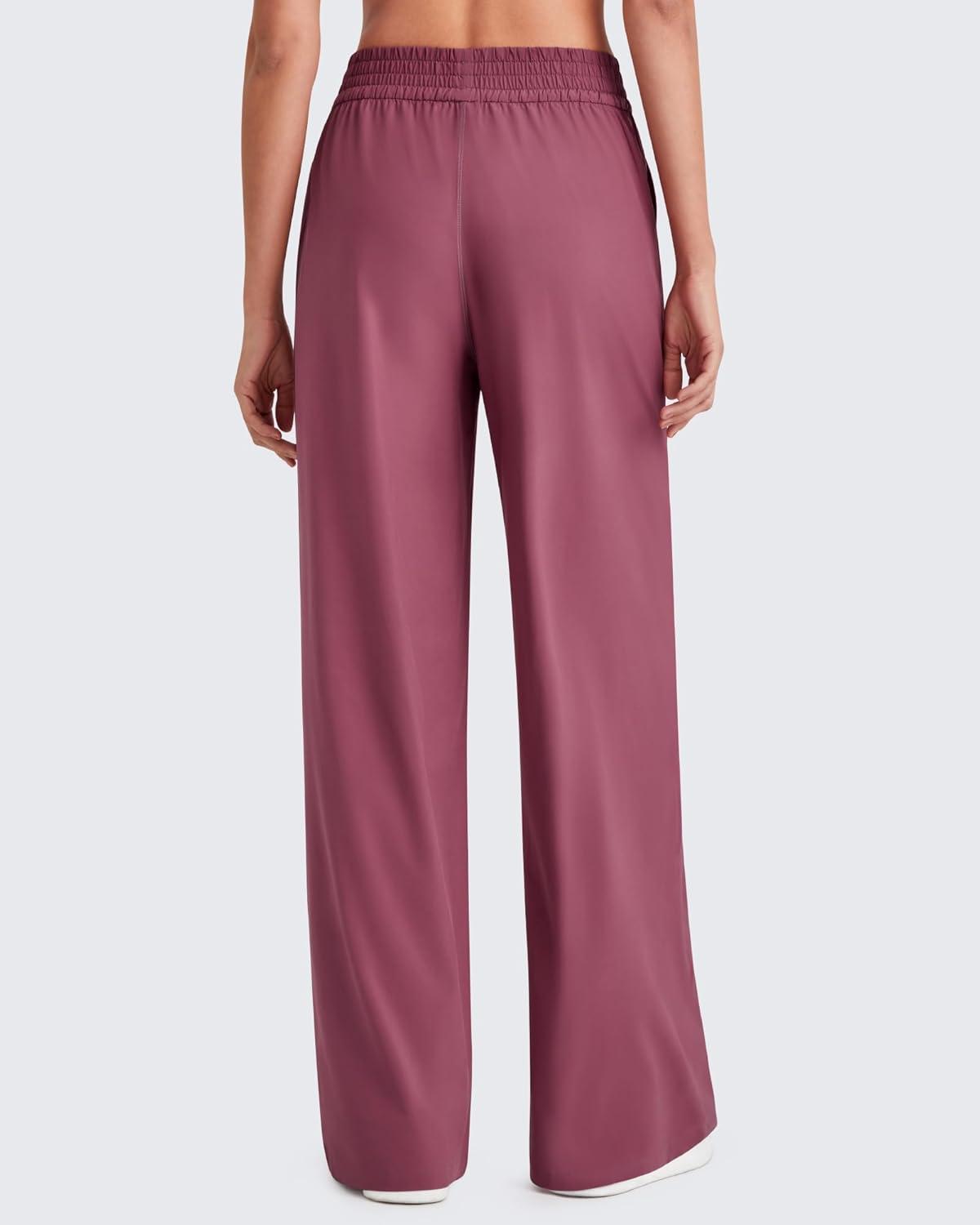 imageG4Free Lightweight Flowy Wide Leg Pants Women with Pockets Baggy High Waisted Lounge Trousers SummerWine
