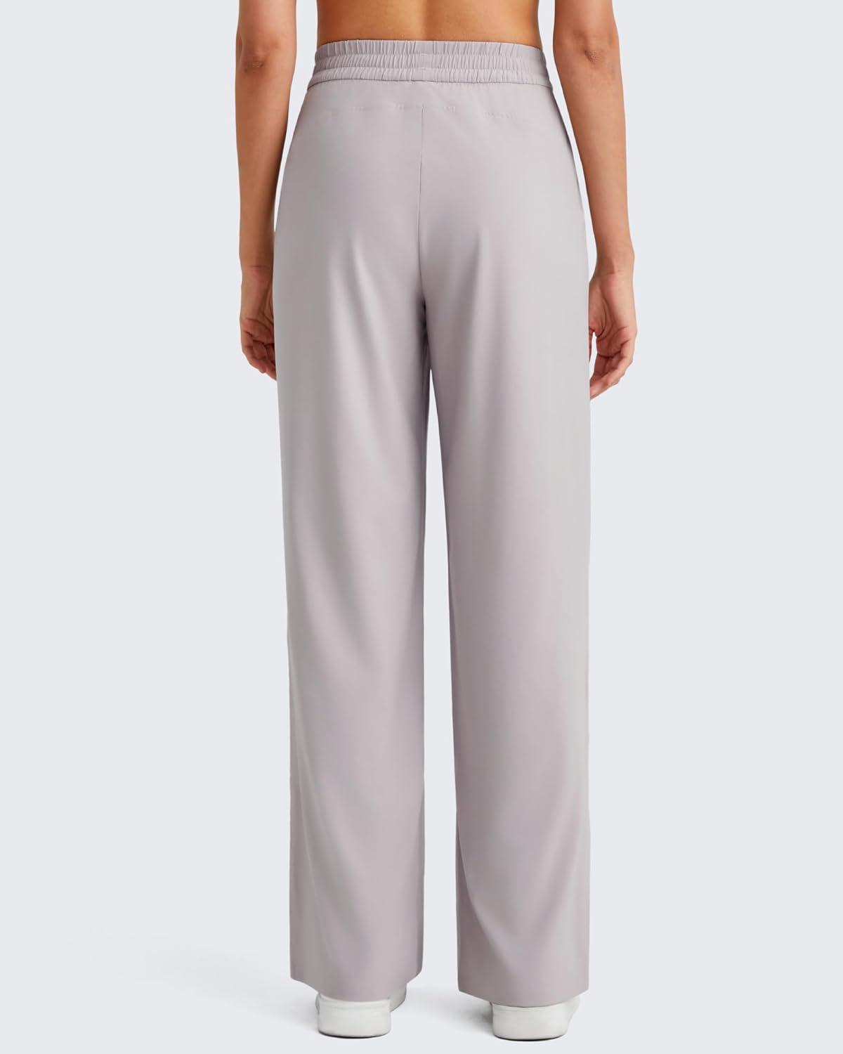 imageG4Free Lightweight Wide Leg Pants Women Trendy Flowy High Waisted Front Pleat Travel Pant Casual Lounge TrousersChrim Gray