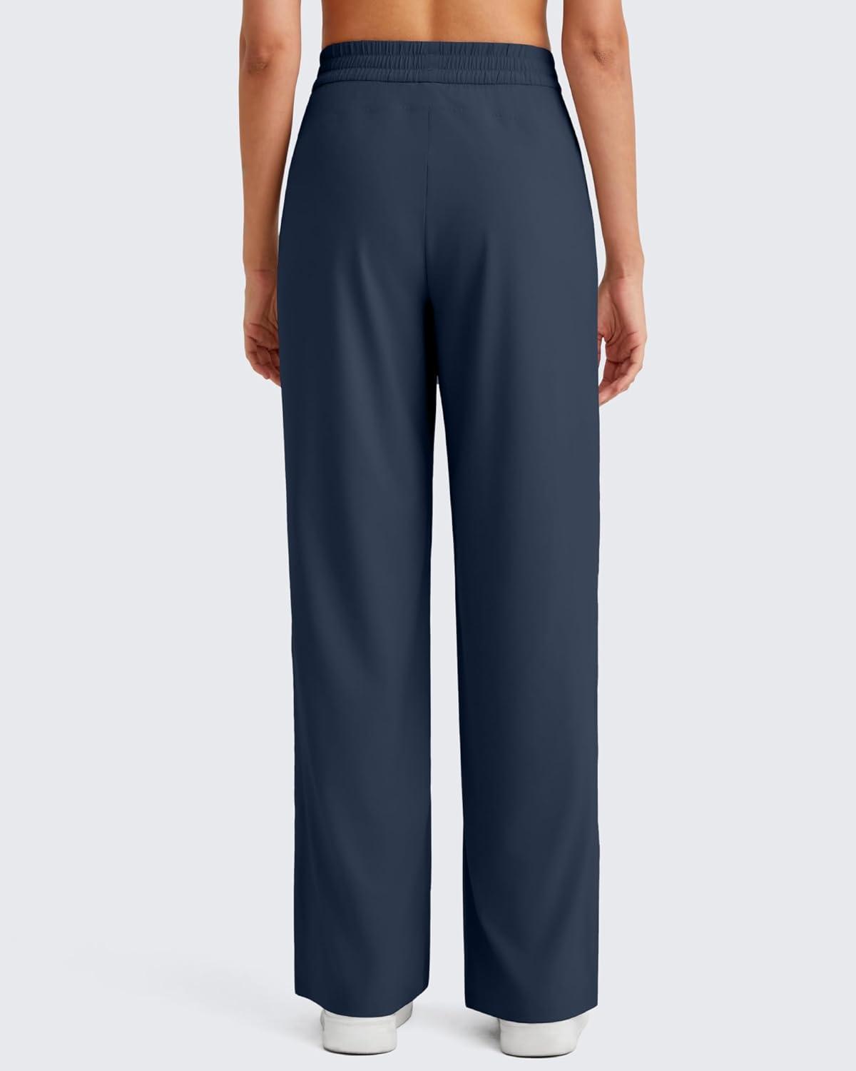 imageG4Free Lightweight Wide Leg Pants Women Trendy Flowy High Waisted Front Pleat Travel Pant Casual Lounge TrousersDark Blue