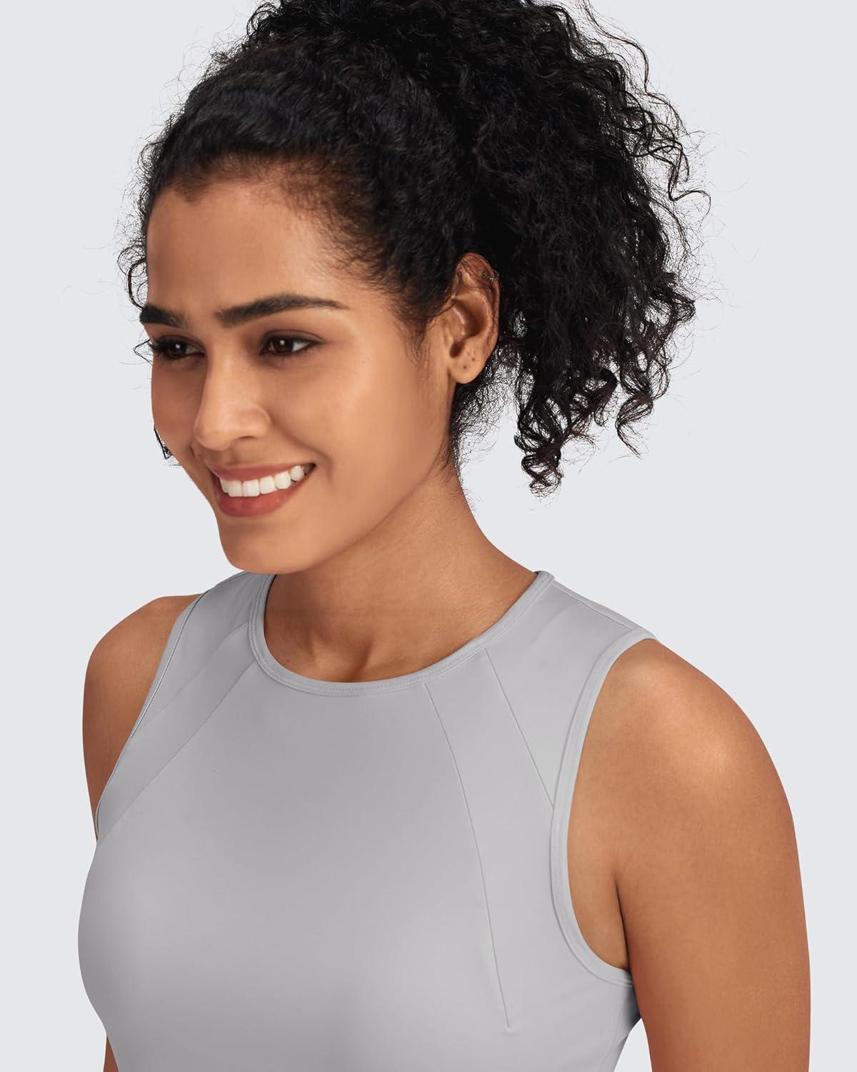 imageG4Free Lightweight Workout Tank Tops for Women Fast Dry Athletic Gym Crop Top Sleeveless Running ShirtsLight Gray