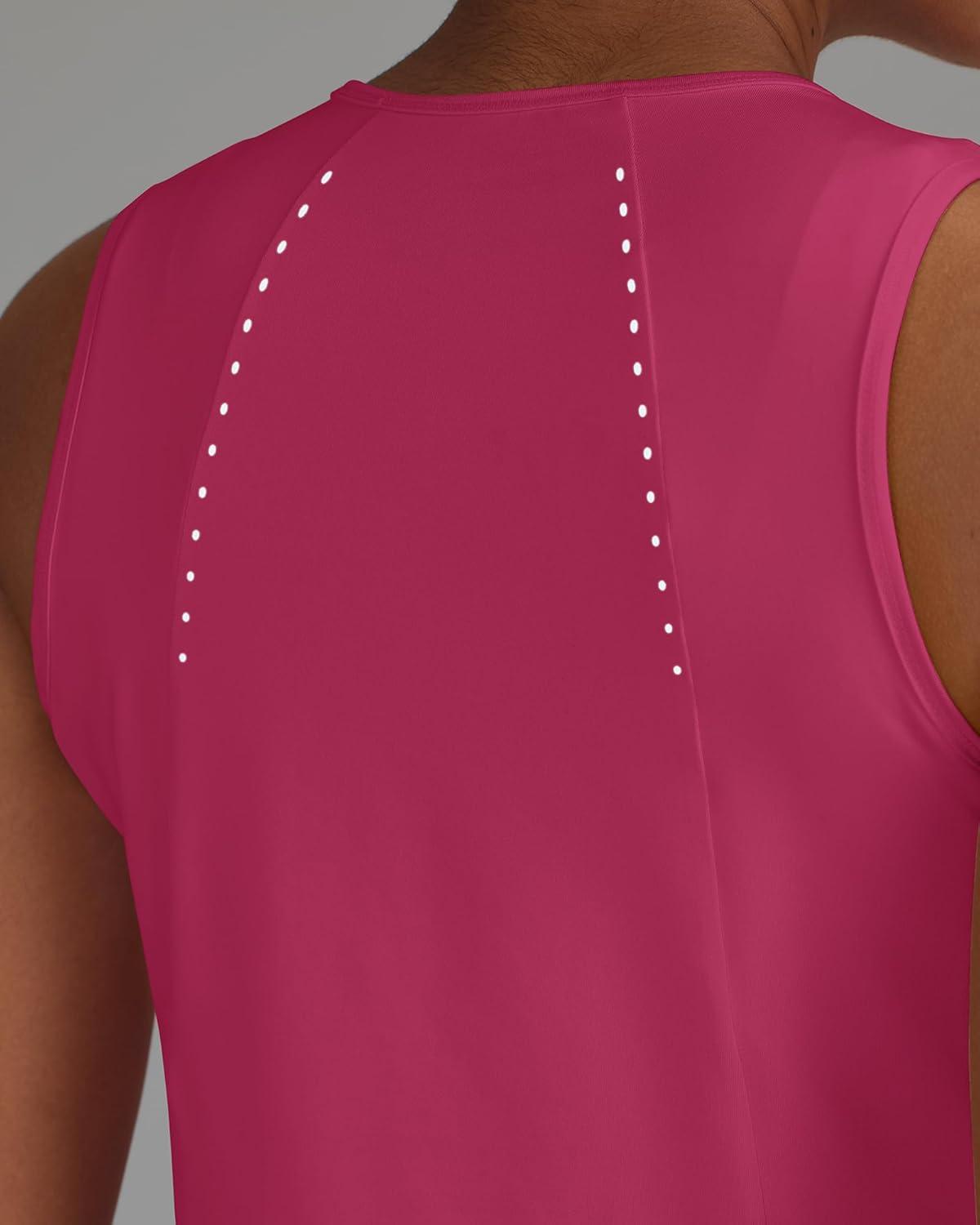imageG4Free Lightweight Workout Tank Tops for Women High Neck Athletic Long Tanks Sleeveless Summer Running Gym ShirtsHot Pink