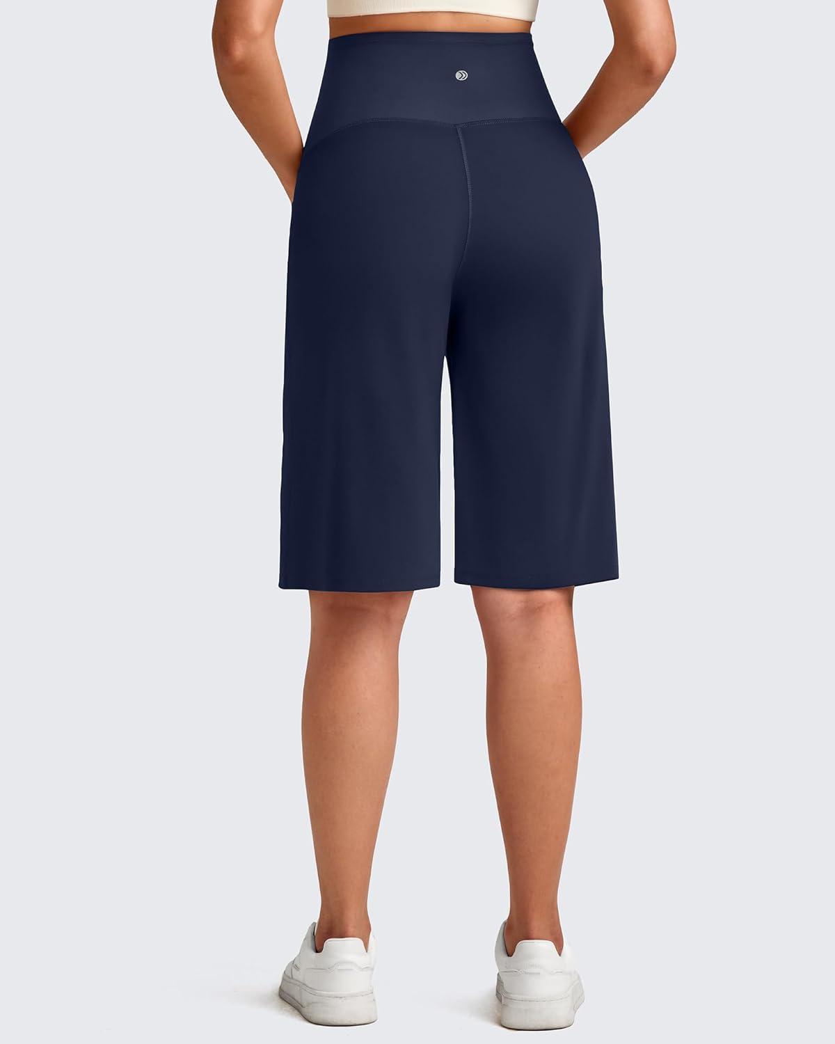 imageG4Free Maternity Athletic Shorts with Pockets Over The Belly Stretchy Workout Pants Pregnancy Wide Leg Bermuda CasualRoyal Blue