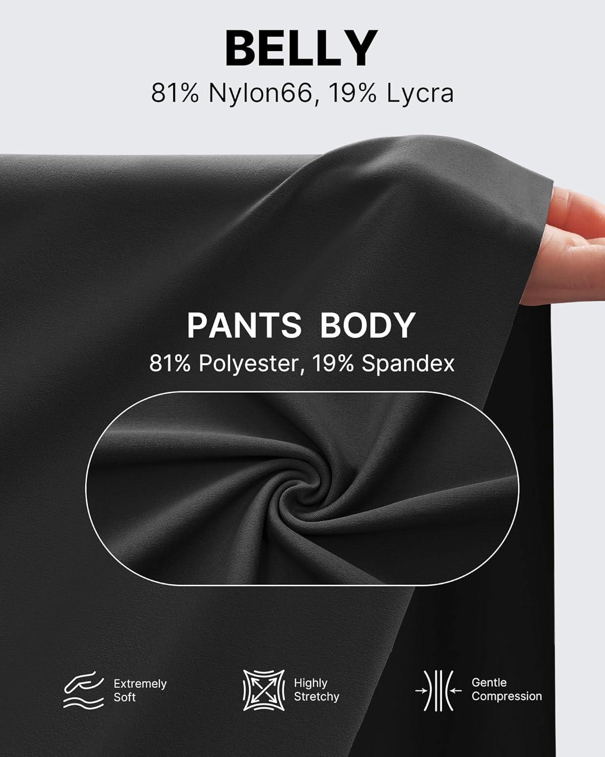imageG4Free Maternity Pants Over The Belly Yoga Dress Work Pregnancy Pants Stretchy Lounge Wide Leg Trousers with PocketsBlack