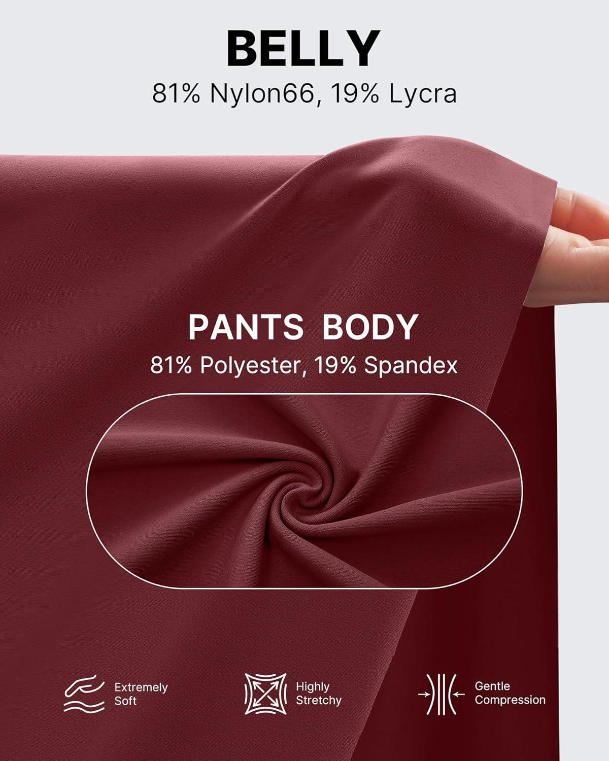 imageG4Free Maternity Pants Over The Belly Yoga Dress Work Pregnancy Pants Stretchy Lounge Wide Leg Trousers with PocketsDark Burgundy