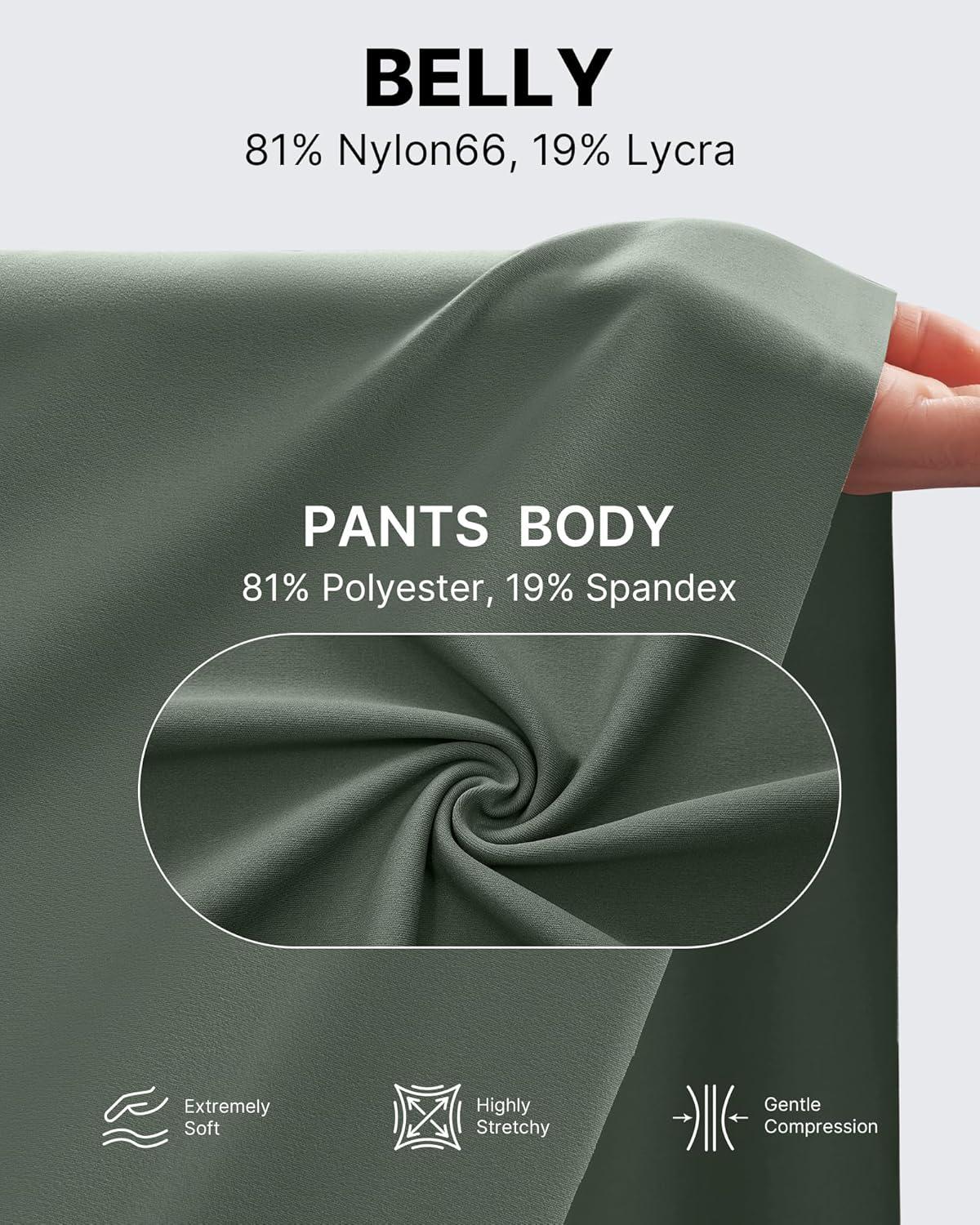 imageG4Free Maternity Pants Over The Belly Yoga Dress Work Pregnancy Pants Stretchy Lounge Wide Leg Trousers with PocketsGray Sage