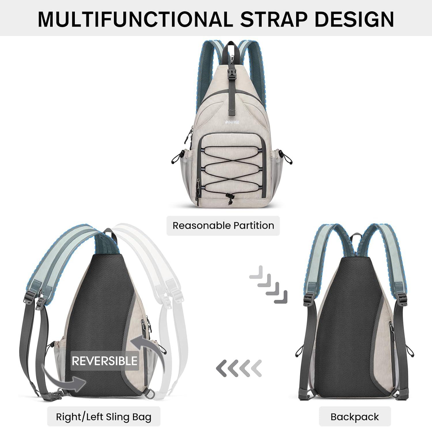 imageG4Free Pickleball Backpack Mens ampamp Womens Adjustable Crossbody Sling Bag Lightweight Paddle BagIvory