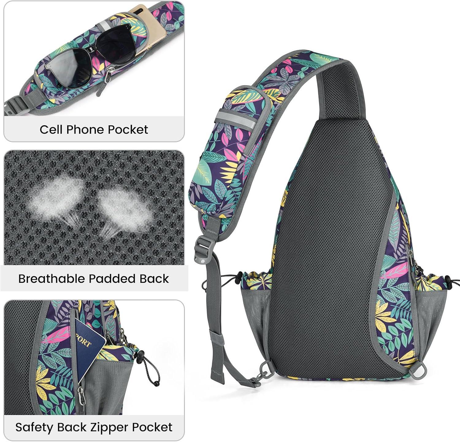 imageG4Free Pickleball Bag Crossbody Sling Bag for Men Women Pickleball Backpack Pickle Ball Paddle Bag Gifts for SportsBlue Leaf
