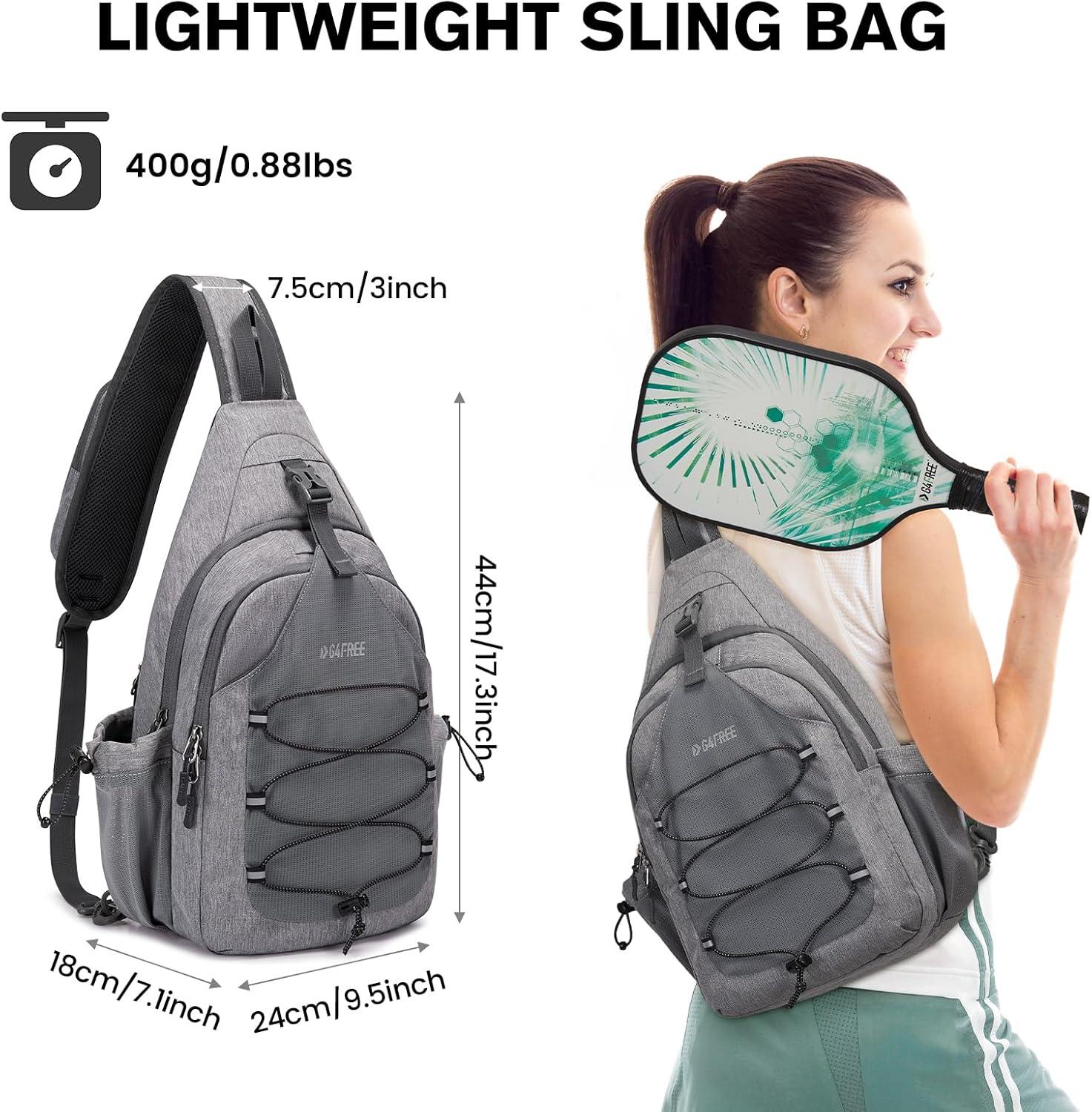 imageG4Free Pickleball Bag Crossbody Sling Bag for Men Women Pickleball Backpack Pickle Ball Paddle Bag Gifts for SportsGray