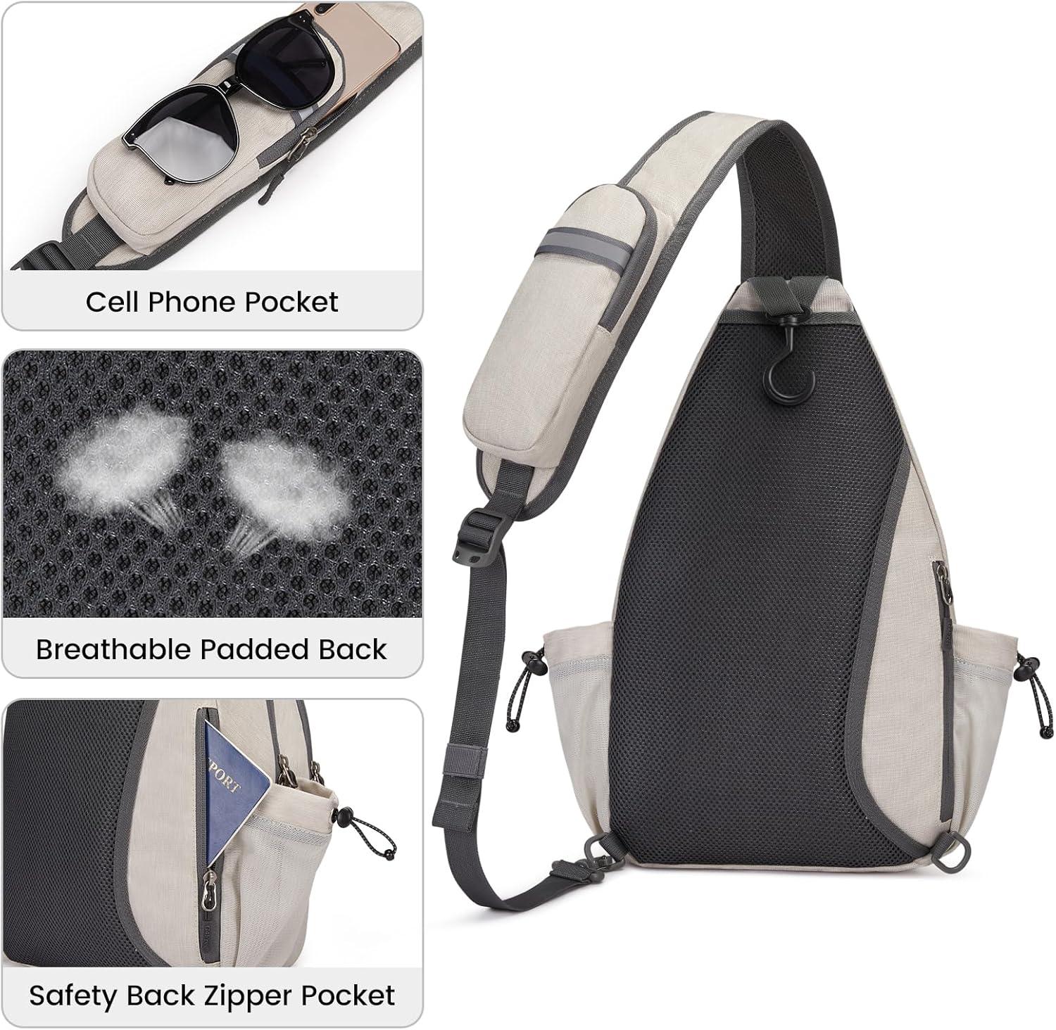 imageG4Free Pickleball Bag Crossbody Sling Bag for Men Women Pickleball Backpack Pickle Ball Paddle Bag Gifts for SportsIvory