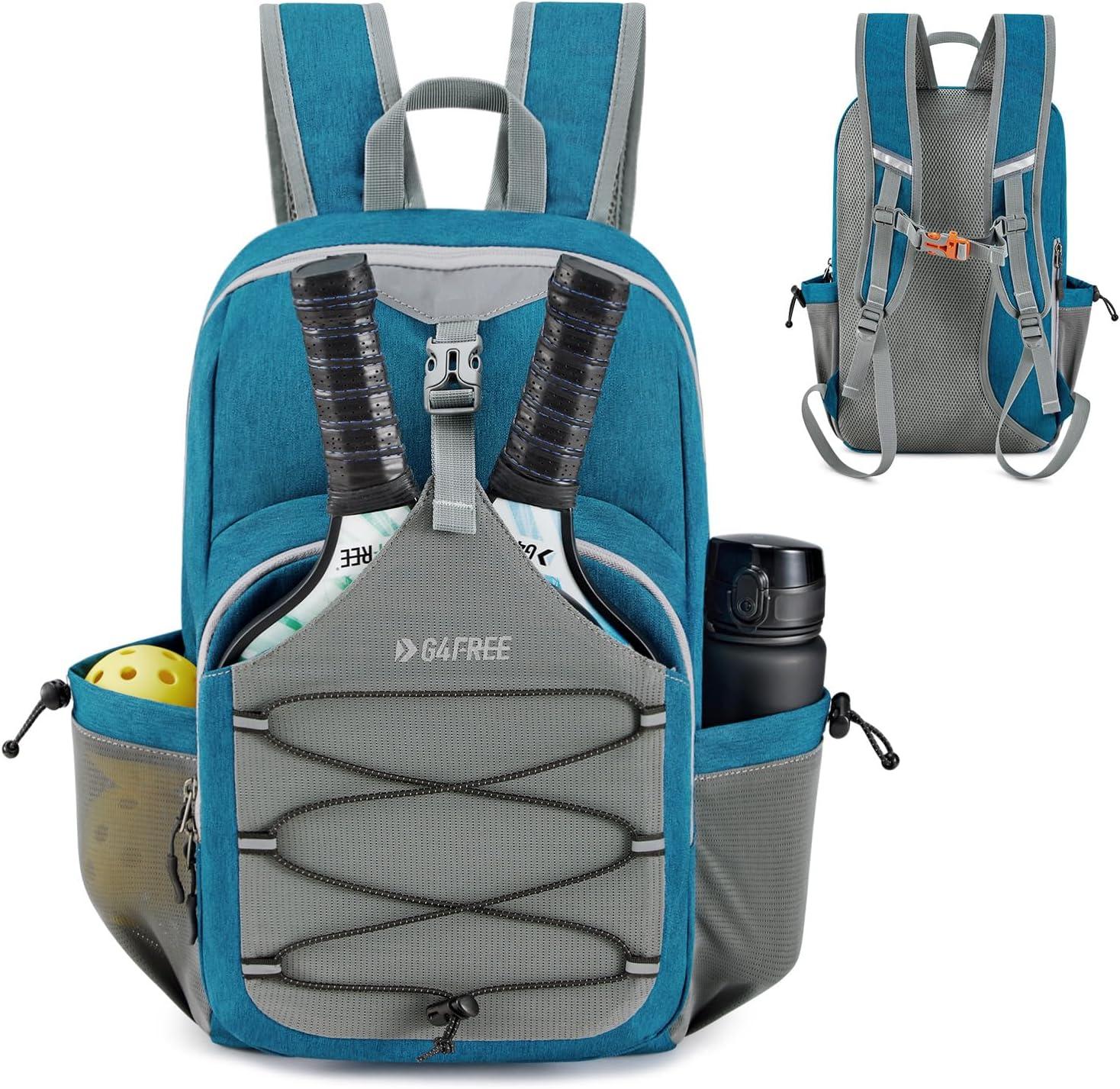 imageG4Free Pickleball Bag Pickleball Backpack for Women and Men Padel Bag Fits 2 to 4 Paddles Gifts for Pickleball LoversTeal Blue