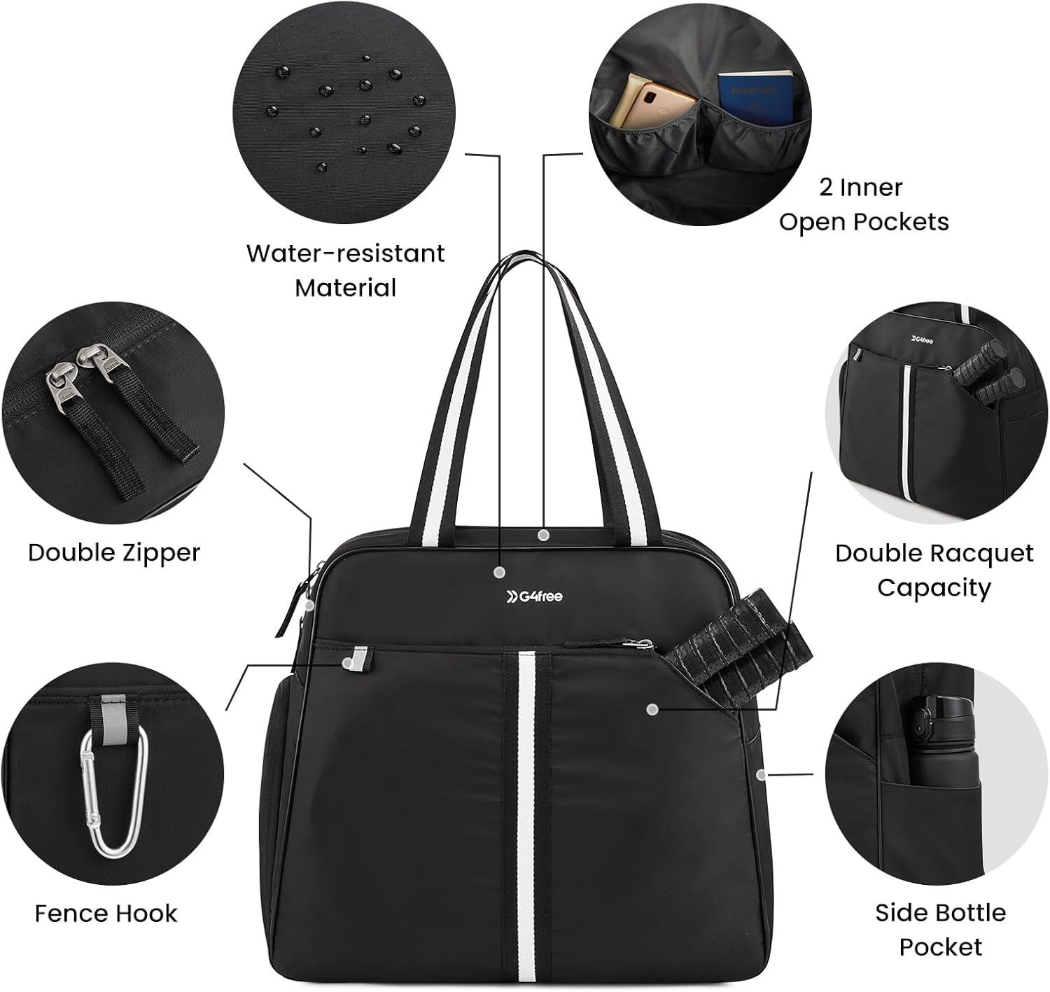 imageG4Free Pickleball Bag Pickleball Bag Tote for Women and MenBlack