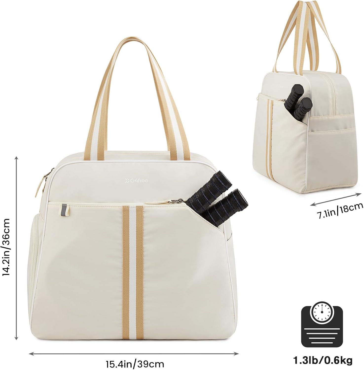 imageG4Free Pickleball Bag Pickleball Bag Tote for Women and MenIvory