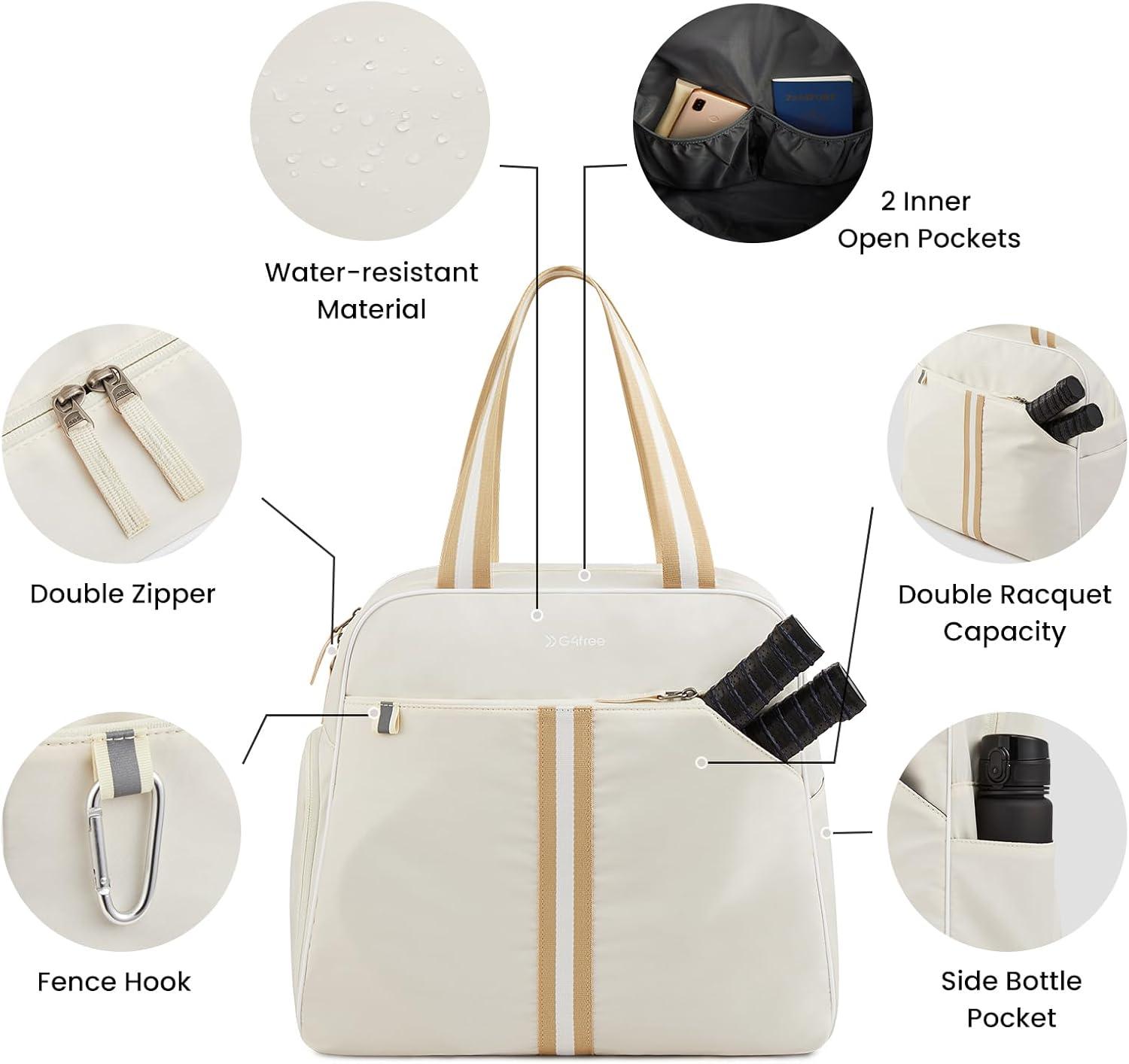 imageG4Free Pickleball Bag Pickleball Bag Tote for Women and MenIvory