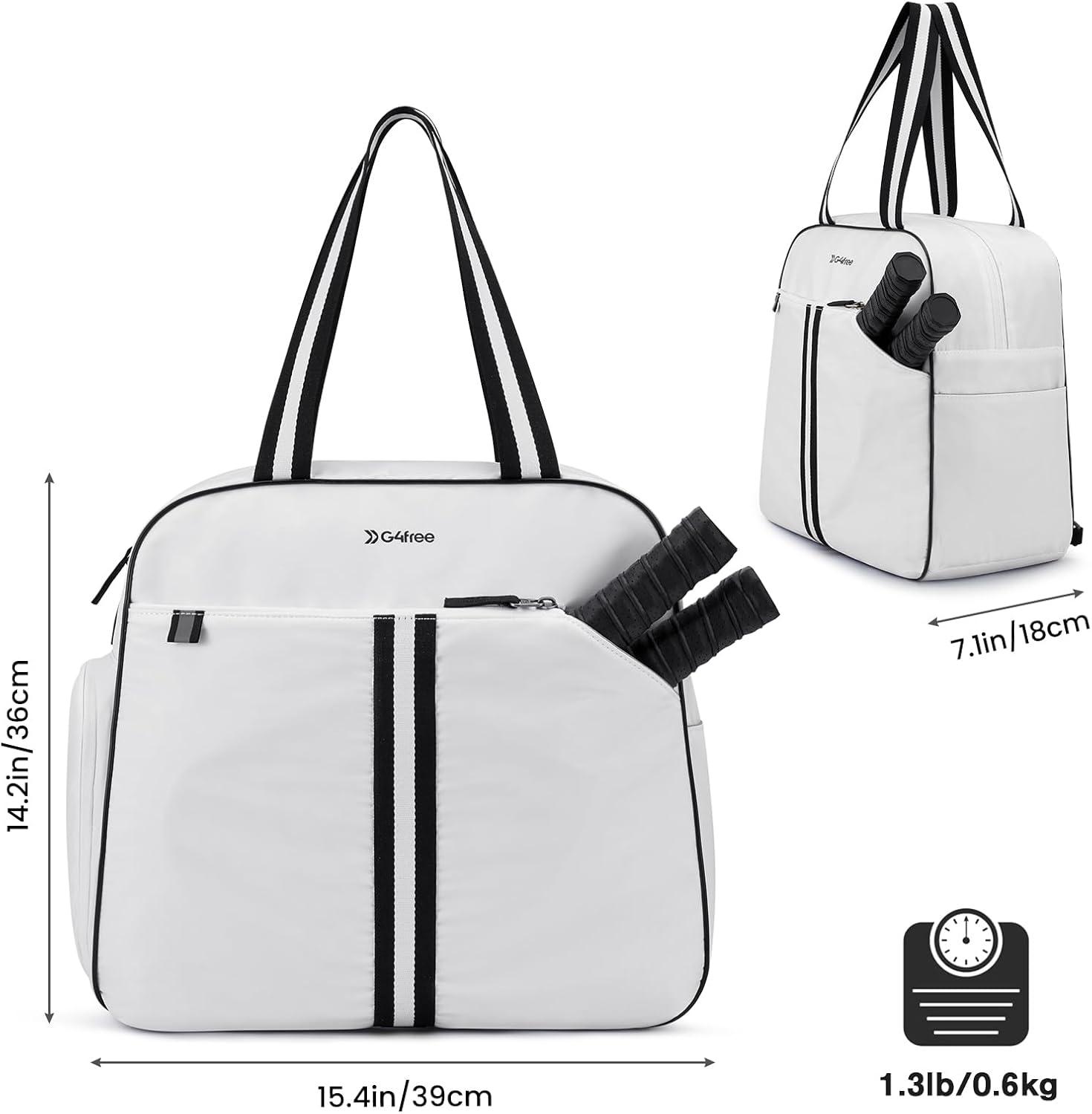imageG4Free Pickleball Bag Pickleball Bag Tote for Women and MenWhite