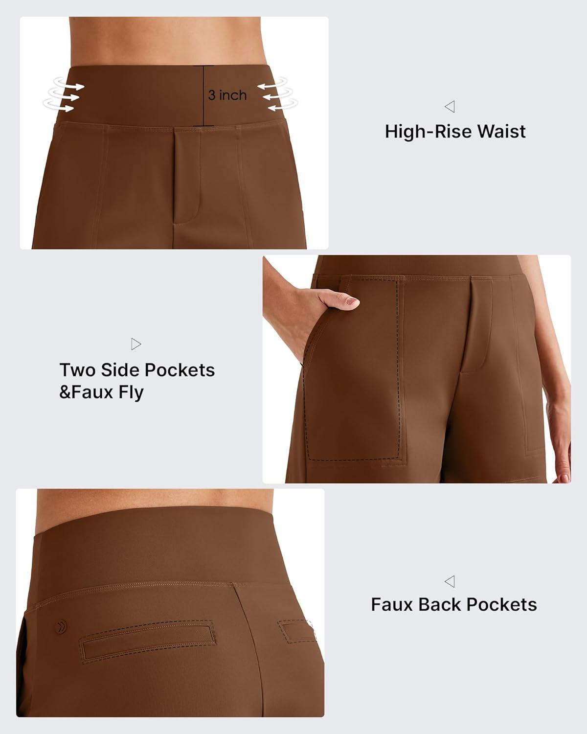 imageG4Free ShiftReady Athletic Shorts for Women High Waisted Trouser Shorts Trendy Casual Summer Short with PocketsDark Coffee