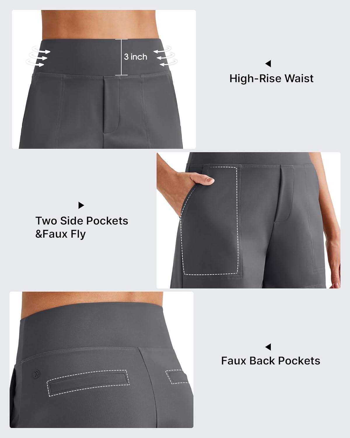 imageG4Free ShiftReady Athletic Shorts for Women High Waisted Trouser Shorts Trendy Casual Summer Short with PocketsDark Grey