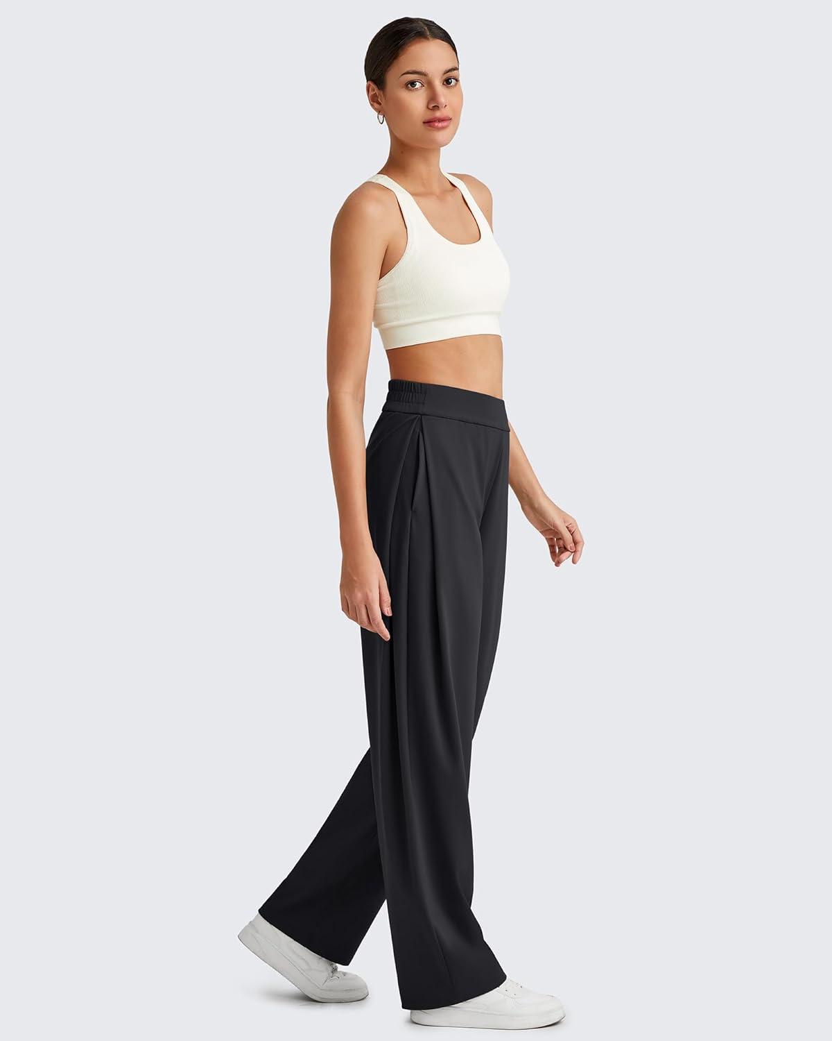 imageG4Free ShiftReady Wide Leg Business Casual Pants for Women High Waisted Loose Lounge Pant for Casual Work Dressy 27quot29quot31quotBlack