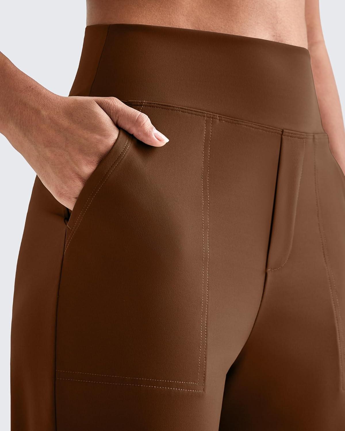 imageG4Free ShiftReady Womens Ankle Dress Yoga Pants with Pockets Stretchy Business Casual Slacks Work Trousers Travel PantDark Coffee