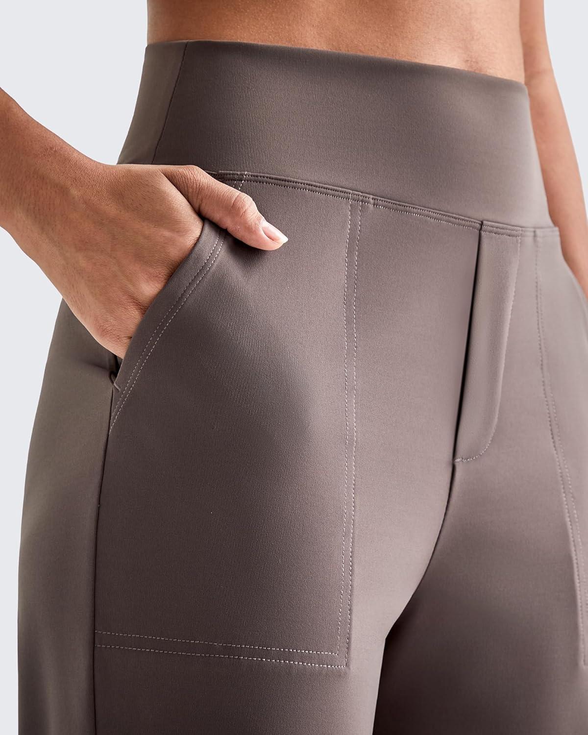 imageG4Free ShiftReady Womens Ankle Dress Yoga Pants with Pockets Stretchy Business Casual Slacks Work Trousers Travel PantTaupe