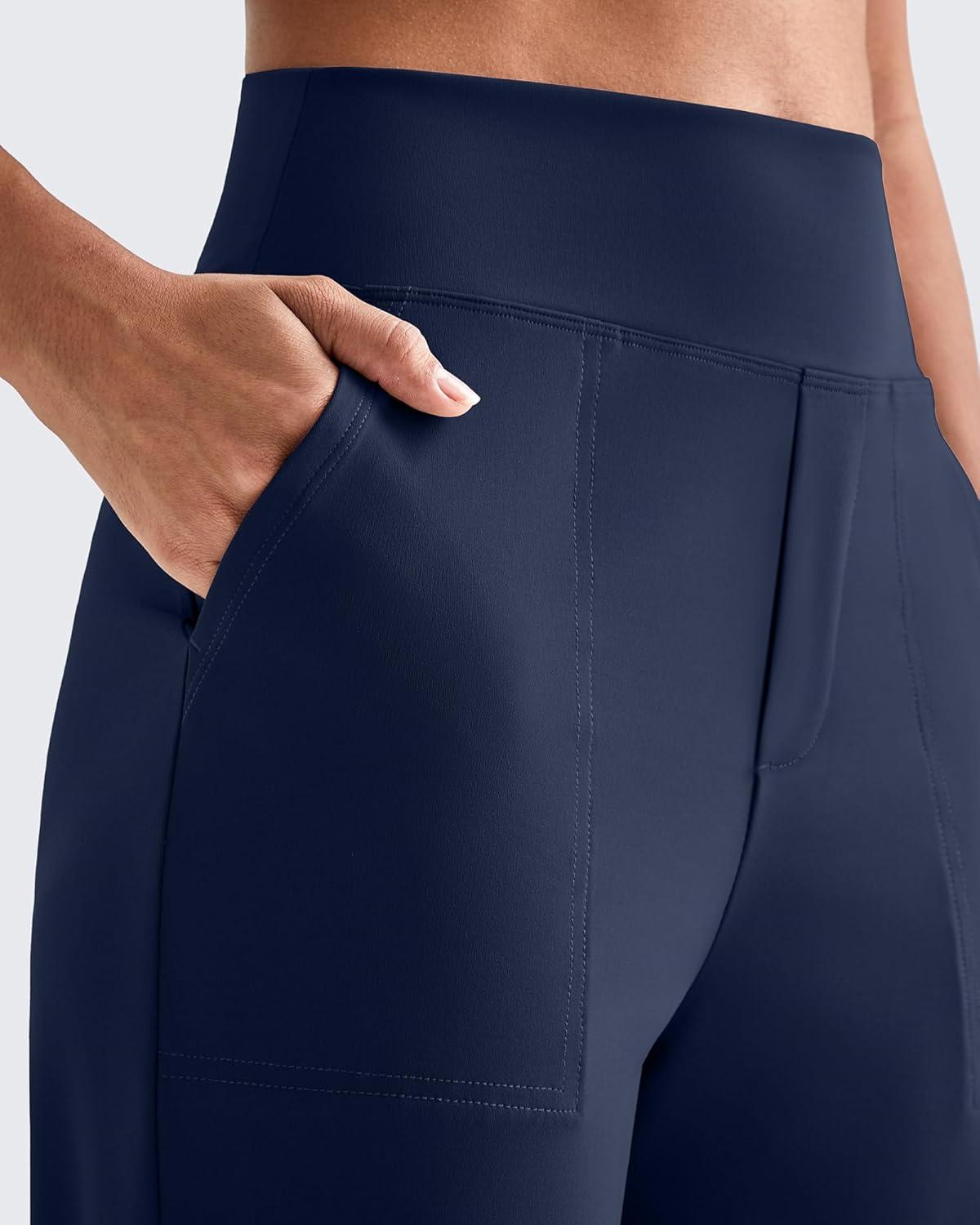 imageG4Free ShiftReady Yoga Pants Women High Waist Dress Work Pants with Pockets Straight Leg Business Casual Trousers 28quot30quot32quotDark Blue