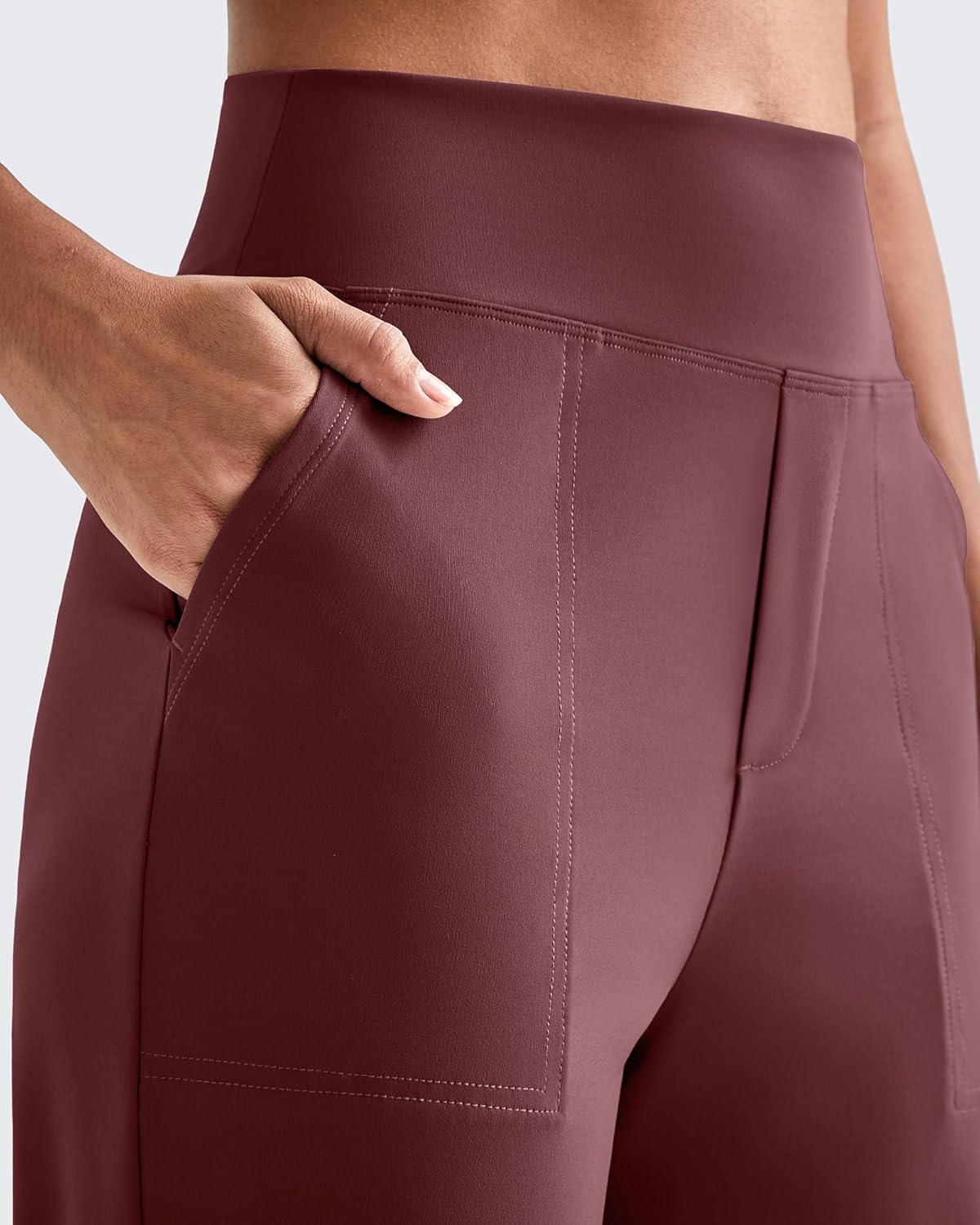 imageG4Free ShiftReady Yoga Pants Women High Waist Dress Work Pants with Pockets Straight Leg Business Casual Trousers 28quot30quot32quotDark Burgundy
