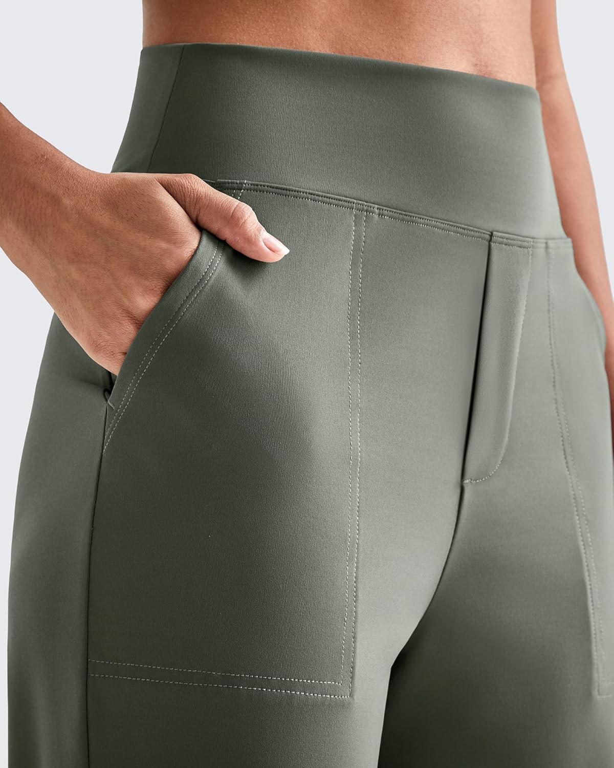 imageG4Free ShiftReady Yoga Pants Women High Waist Dress Work Pants with Pockets Straight Leg Business Casual Trousers 28quot30quot32quotGray Sage