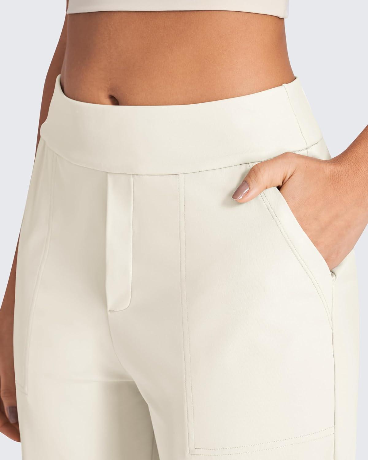 imageG4Free ShiftReady Yoga Pants Women High Waist Dress Work Pants with Pockets Straight Leg Business Casual Trousers 28quot30quot32quotIvory