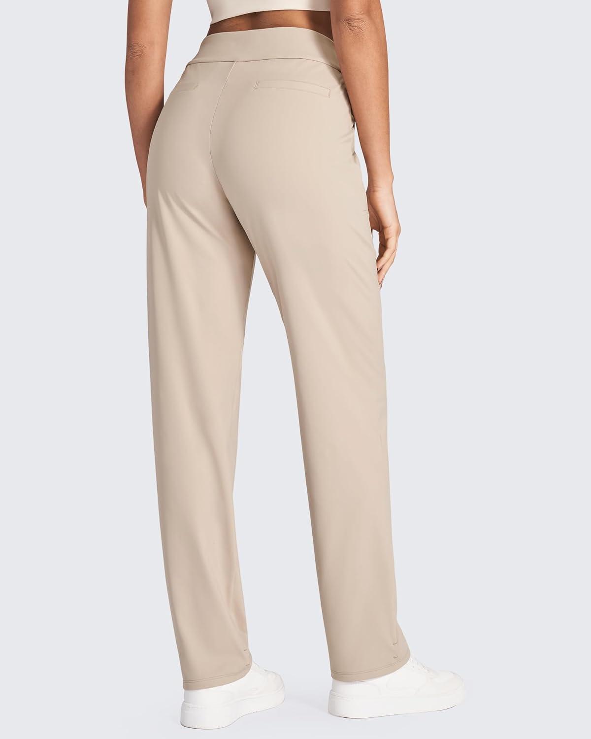 imageG4Free ShiftReady Yoga Pants Women High Waist Dress Work Pants with Pockets Straight Leg Business Casual Trousers 28quot30quot32quotLight Khaki