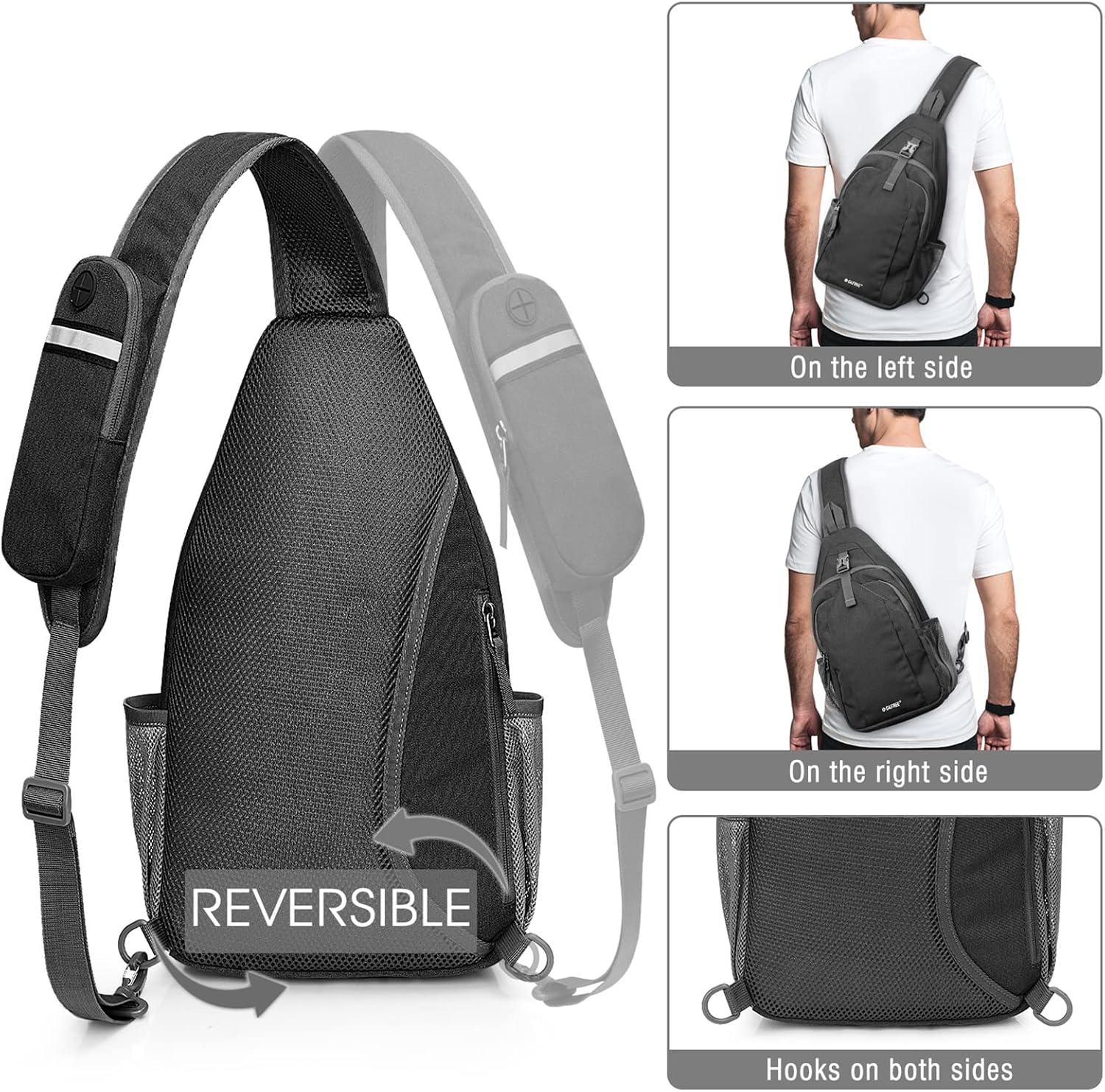 imageG4Free Sling Bag RFID Blocking Sling Backpack Crossbody Chest Bag Daypack for Hiking TravelBlackBlack