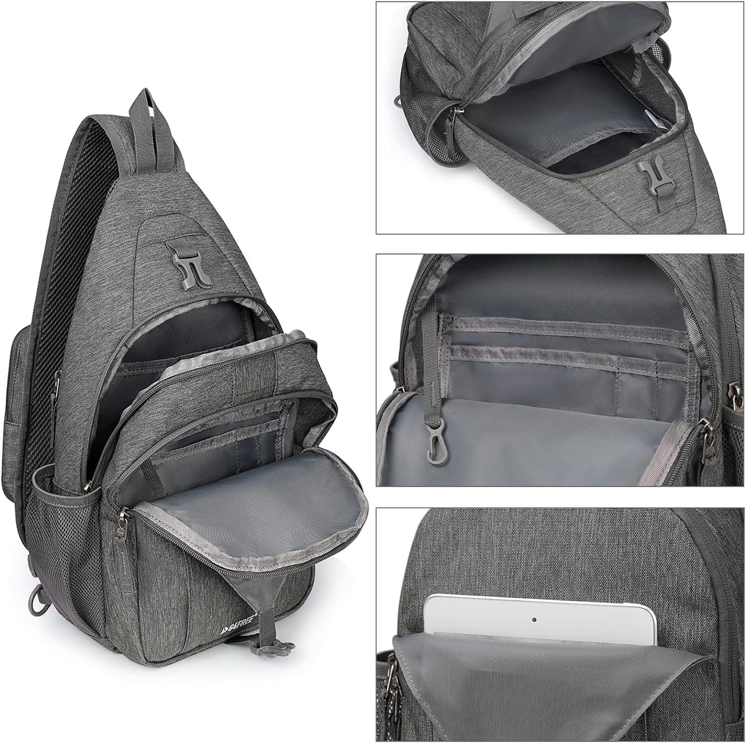 imageG4Free Sling Bag RFID Blocking Sling Backpack Crossbody Chest Bag Daypack for Hiking TravelBlackDimgray