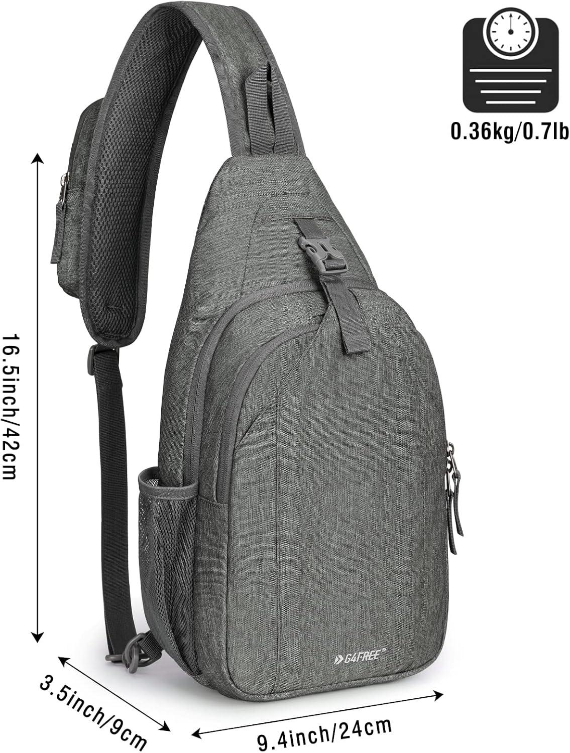 imageG4Free Sling Bag RFID Blocking Sling Backpack Crossbody Chest Bag Daypack for Hiking TravelBlackDimgray