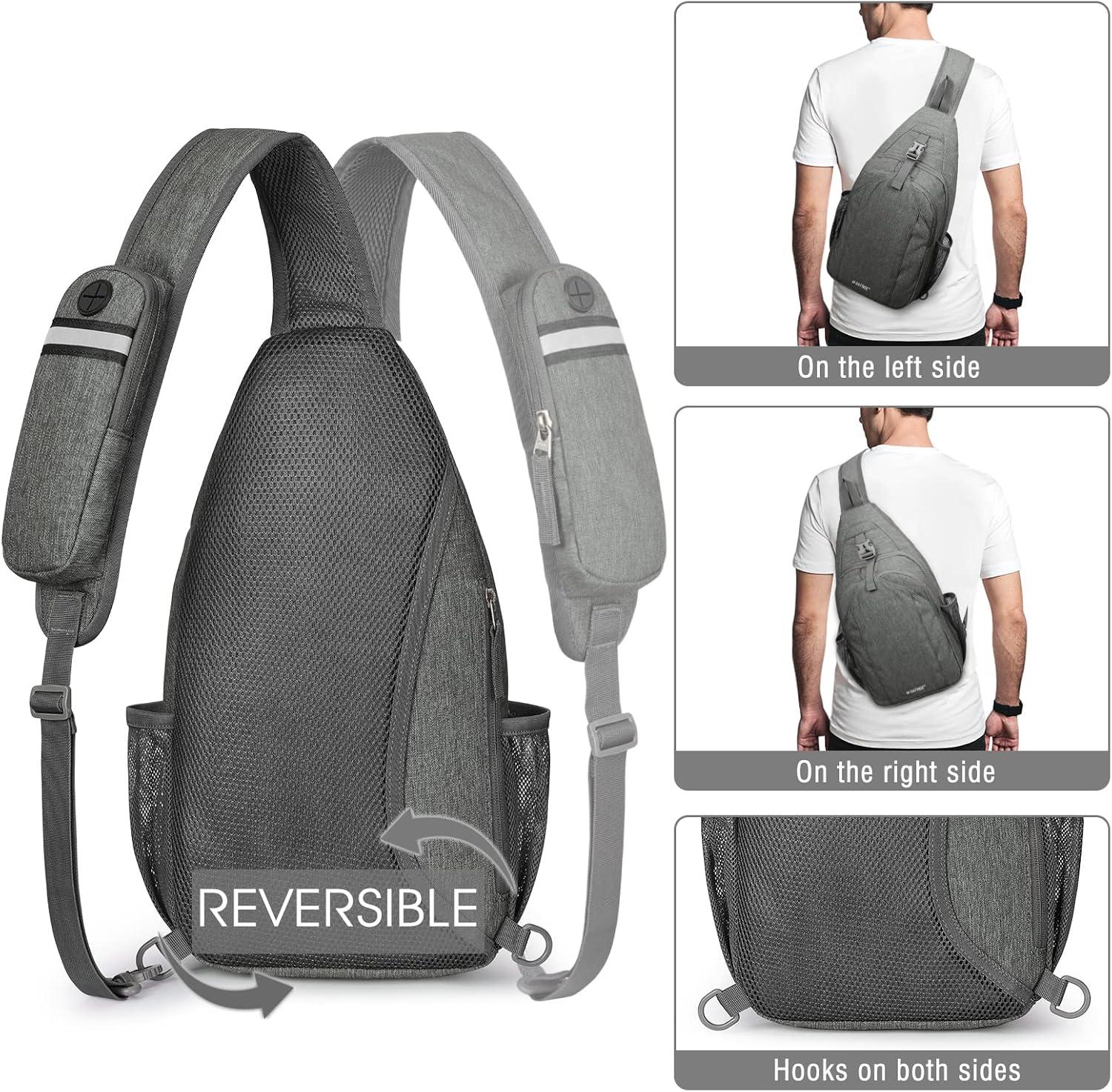 imageG4Free Sling Bag RFID Blocking Sling Backpack Crossbody Chest Bag Daypack for Hiking TravelBlackDimgray