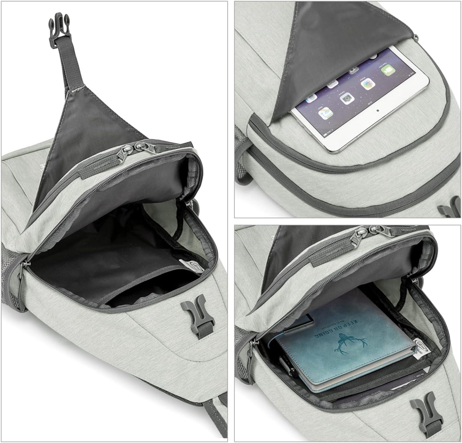 imageG4Free Sling Bag RFID Blocking Sling Backpack Crossbody Chest Bag Daypack for Hiking TravelBlackGainsboro