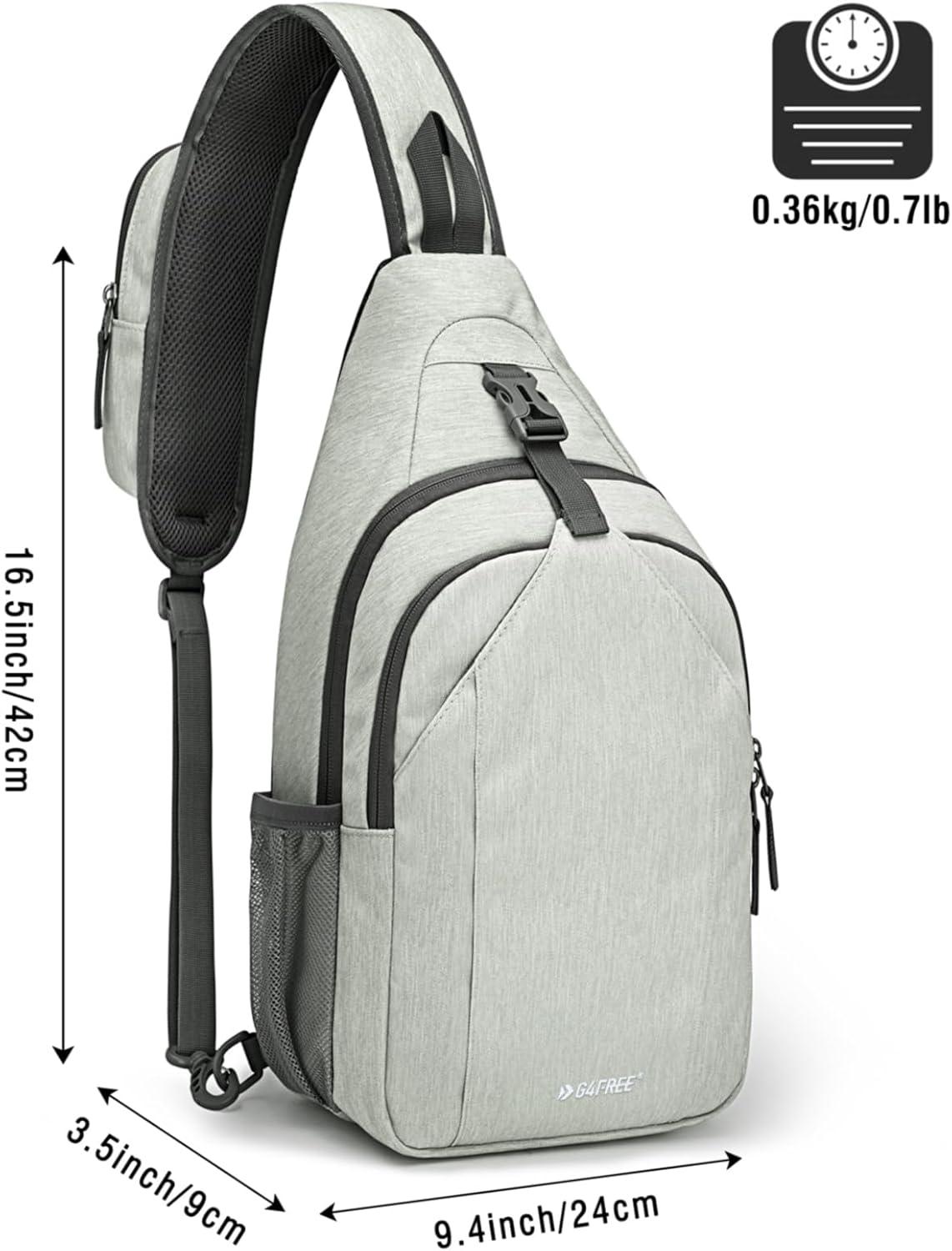 imageG4Free Sling Bag RFID Blocking Sling Backpack Crossbody Chest Bag Daypack for Hiking TravelBlackGainsboro