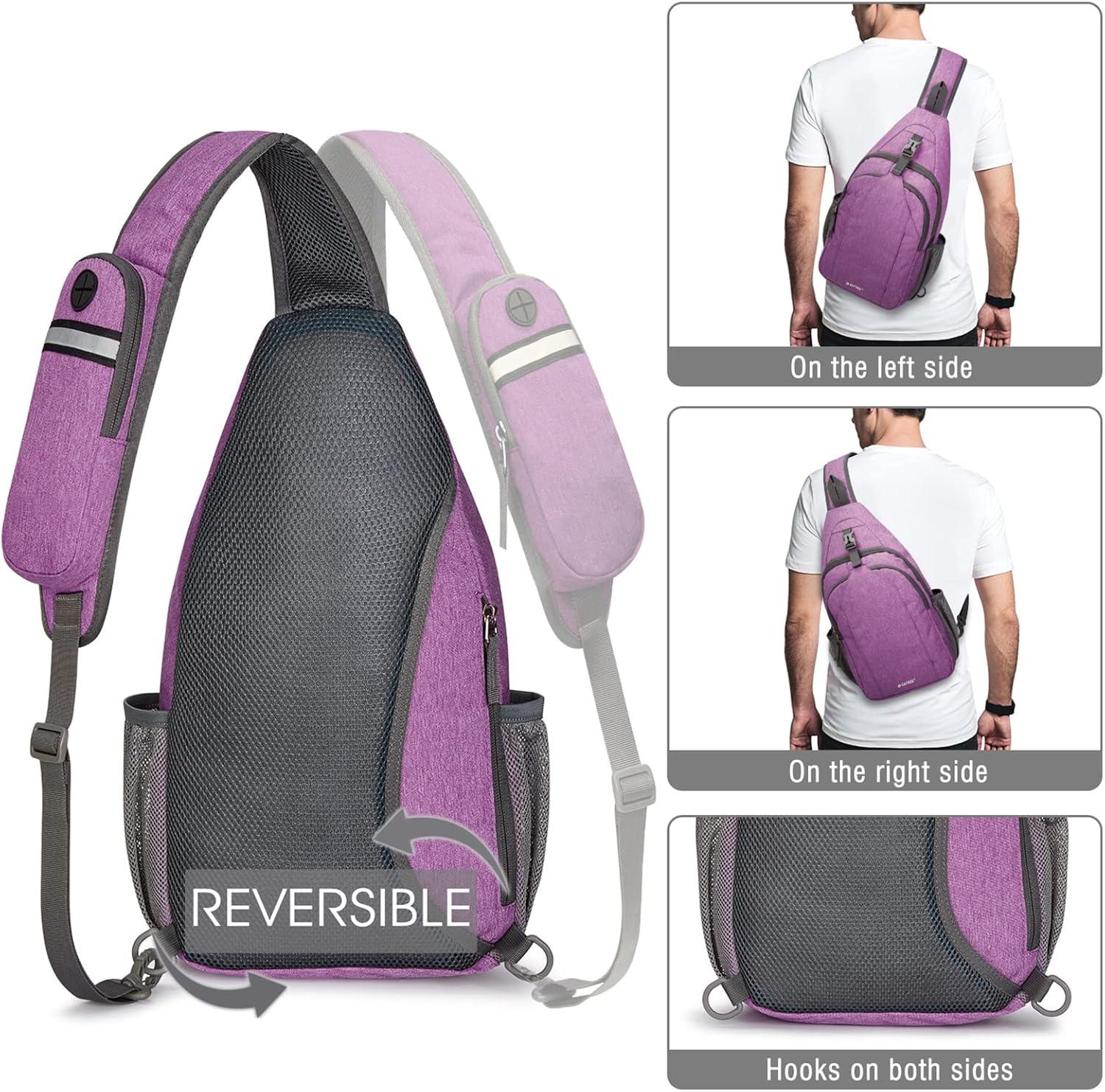 imageG4Free Sling Bag RFID Blocking Sling Backpack Crossbody Chest Bag Daypack for Hiking TravelBlackLight Purple