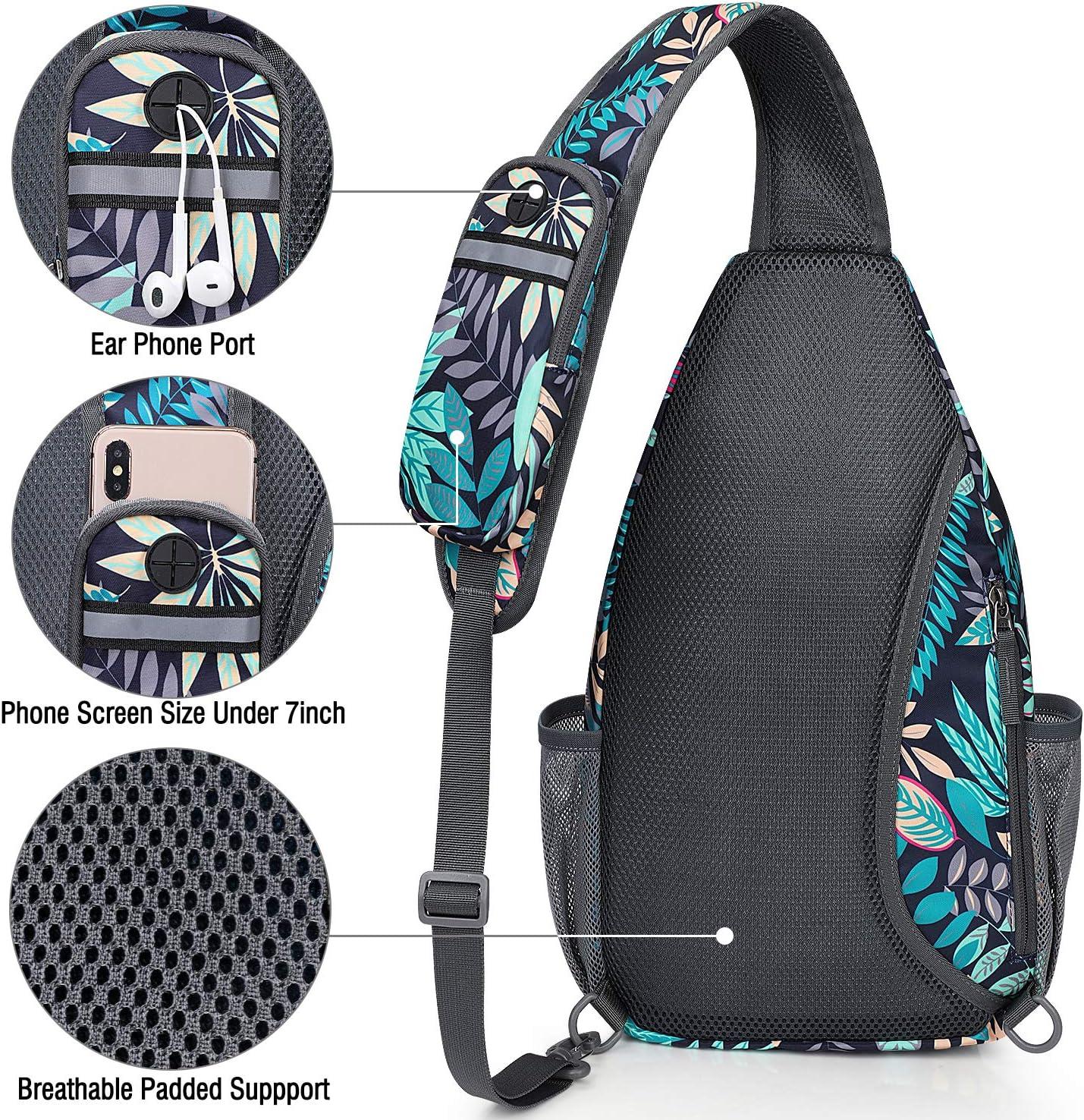 imageG4Free Sling Bag RFID Blocking Sling Backpack Crossbody Chest Bag Daypack for Hiking TravelBlackMaple Leaf Blue