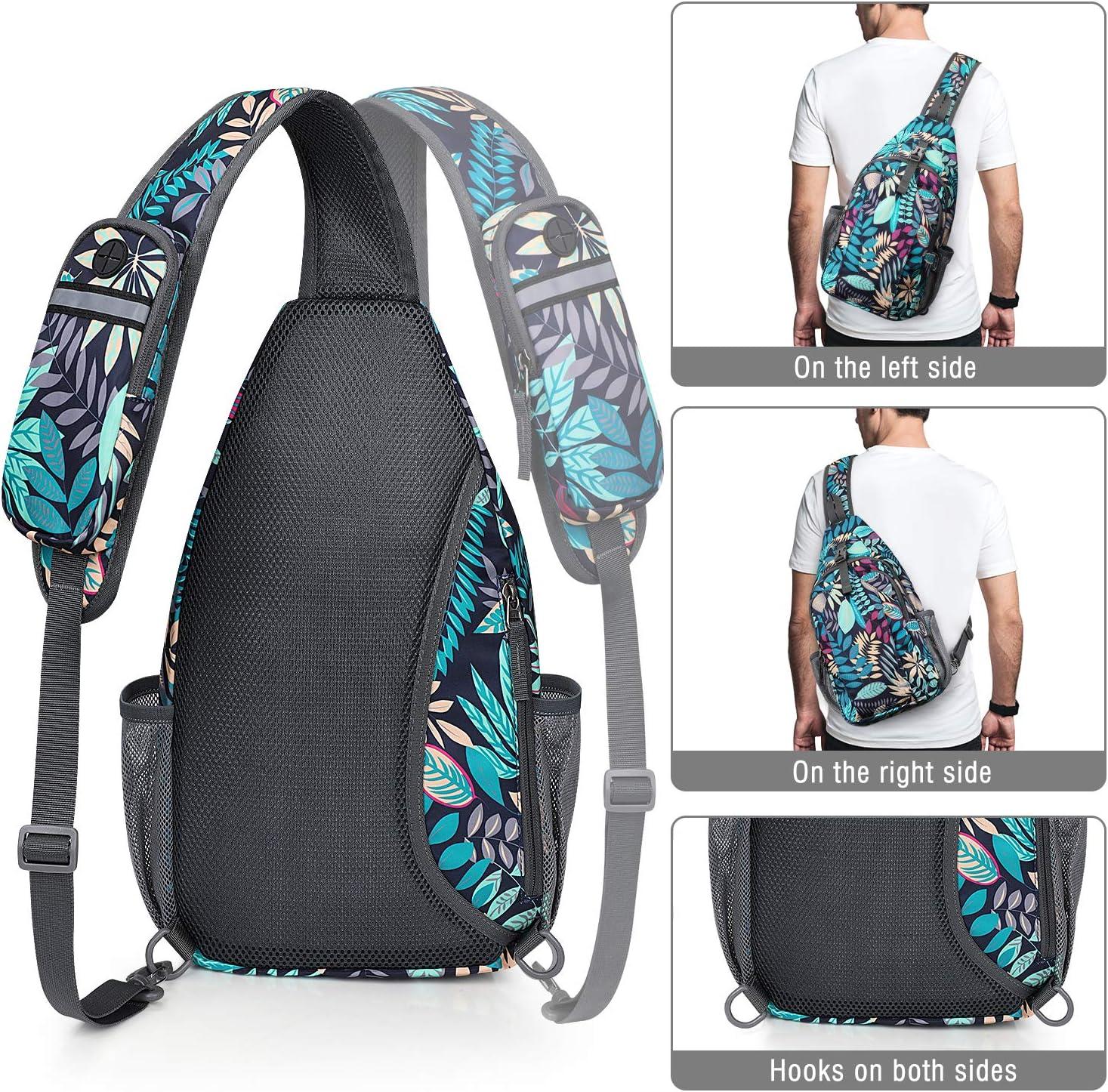 imageG4Free Sling Bag RFID Blocking Sling Backpack Crossbody Chest Bag Daypack for Hiking TravelBlackMaple Leaf Blue