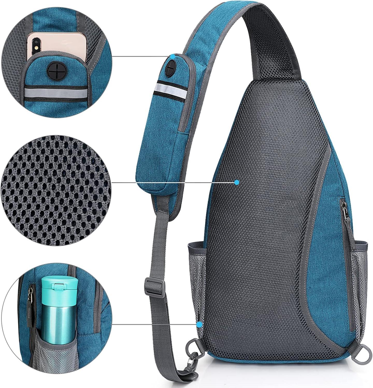 imageG4Free Sling Bag RFID Blocking Sling Backpack Crossbody Chest Bag Daypack for Hiking TravelBlackNavy Blue