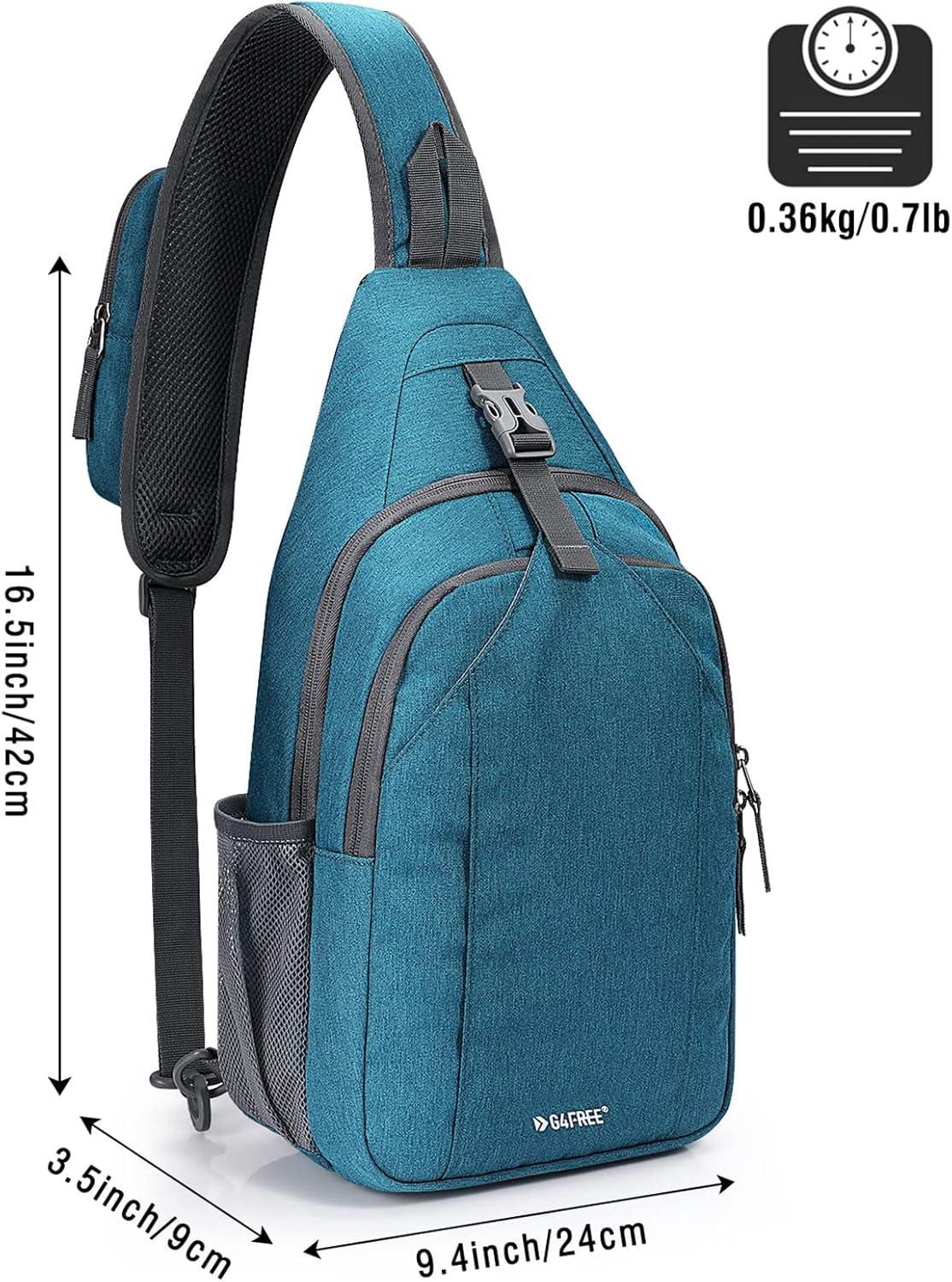 imageG4Free Sling Bag RFID Blocking Sling Backpack Crossbody Chest Bag Daypack for Hiking TravelBlackNavy Blue