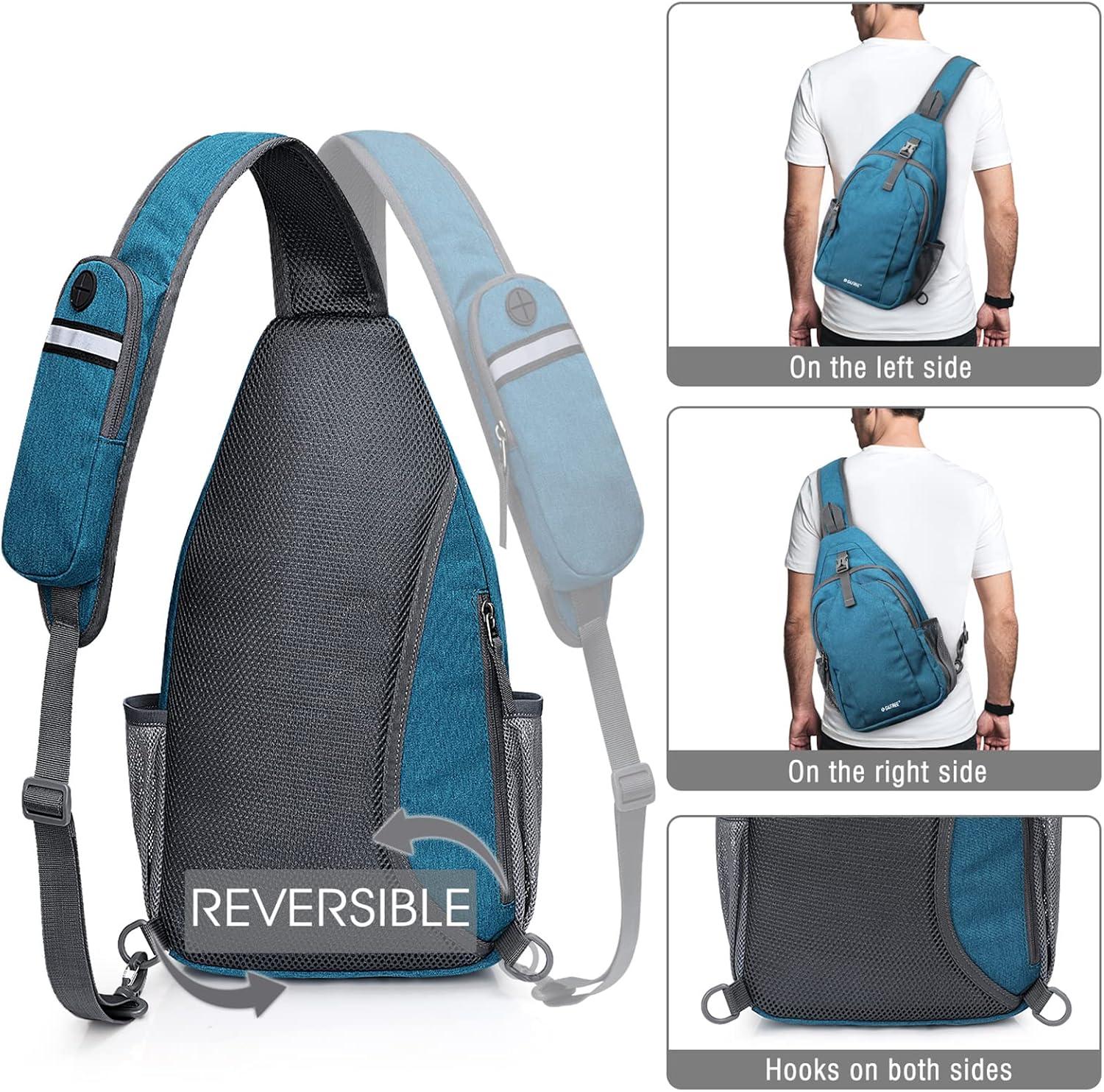 imageG4Free Sling Bag RFID Blocking Sling Backpack Crossbody Chest Bag Daypack for Hiking TravelBlackNavy Blue
