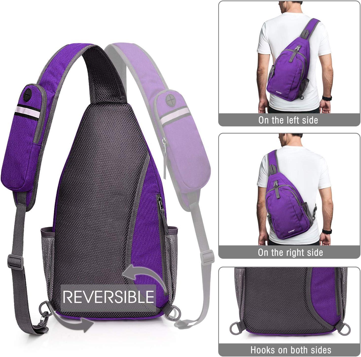imageG4Free Sling Bag RFID Blocking Sling Backpack Crossbody Chest Bag Daypack for Hiking TravelBlackPurpleGray