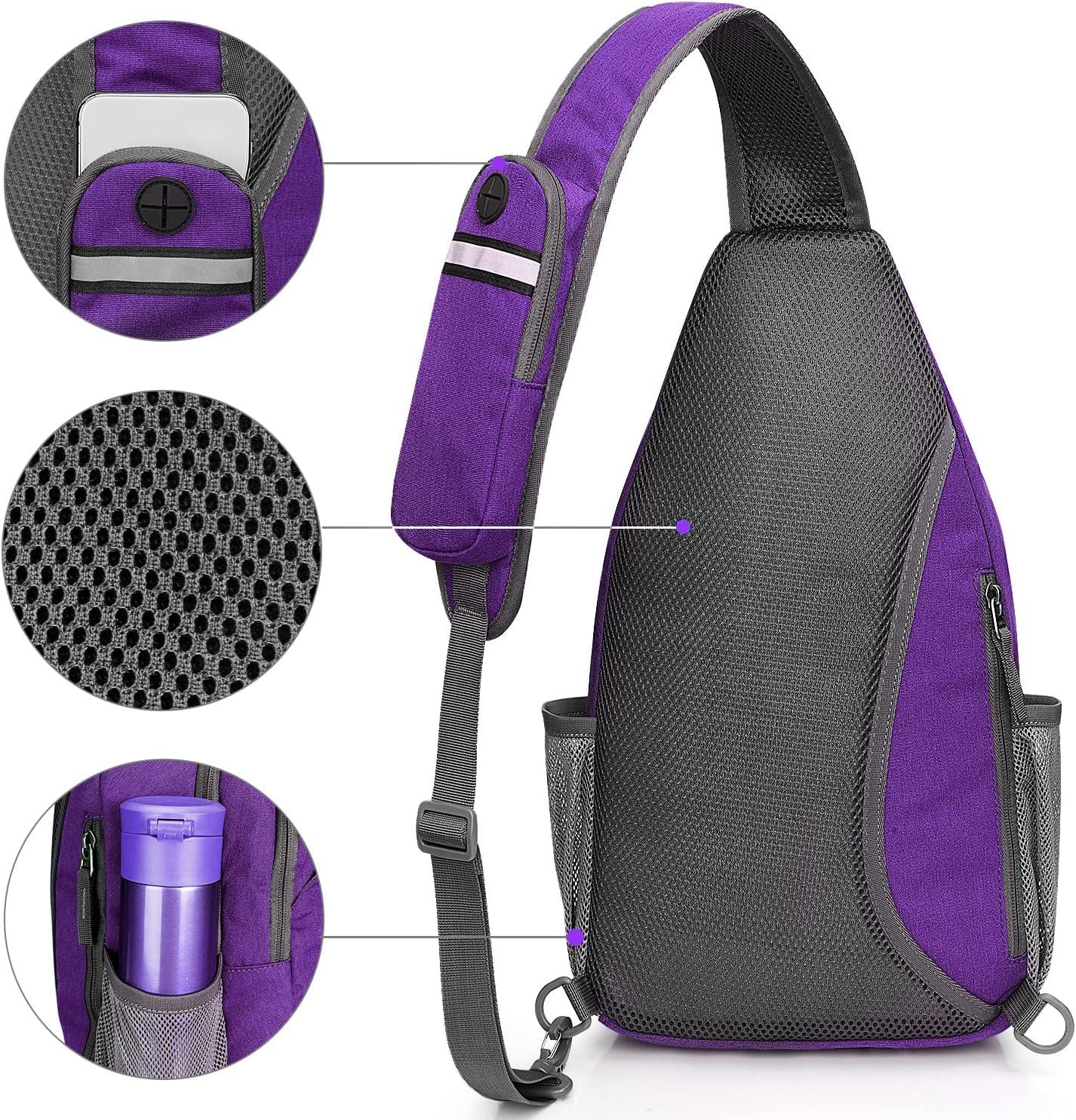imageG4Free Sling Bag RFID Blocking Sling Backpack Crossbody Chest Bag Daypack for Hiking TravelBlackPurpleGray