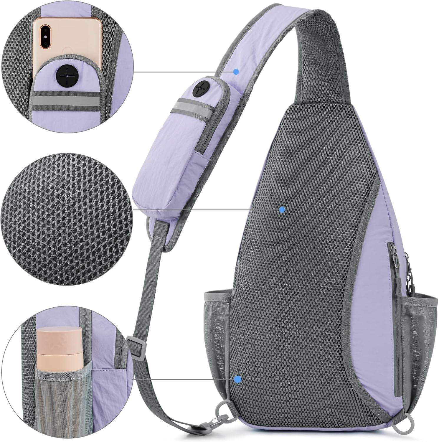 imageG4Free Sling Bag RFID Blocking Sling Backpack Crossbody Chest Bag Daypack for Hiking TravelBlackTaro Purple