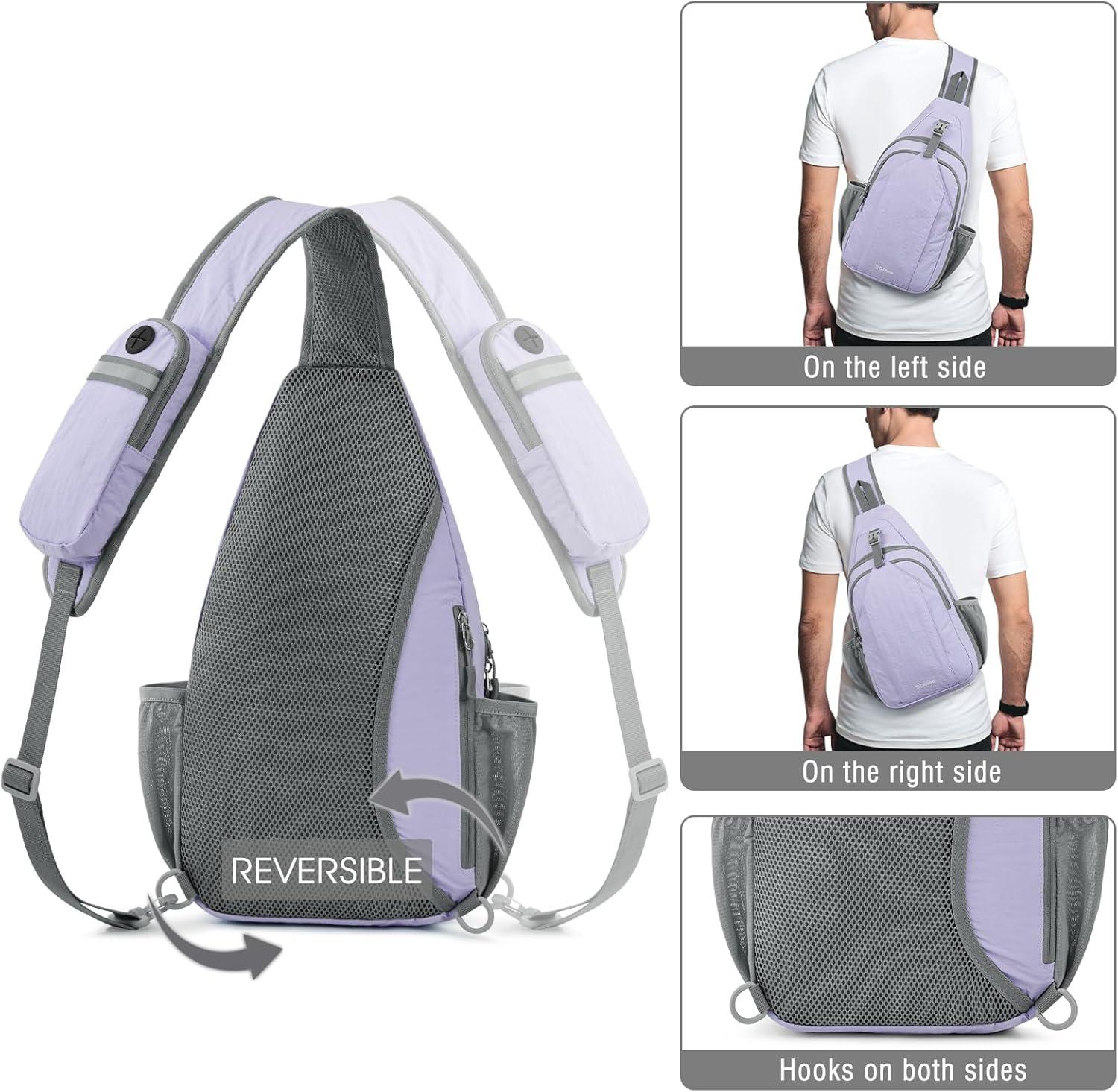imageG4Free Sling Bag RFID Blocking Sling Backpack Crossbody Chest Bag Daypack for Hiking TravelBlackTaro Purple