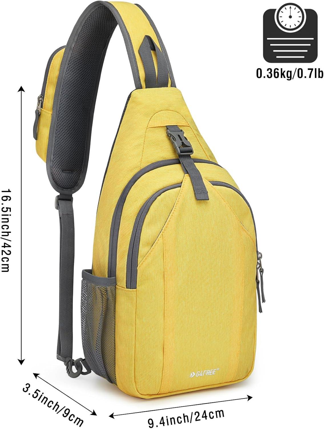 imageG4Free Sling Bag RFID Blocking Sling Backpack Crossbody Chest Bag Daypack for Hiking TravelBlackYellow