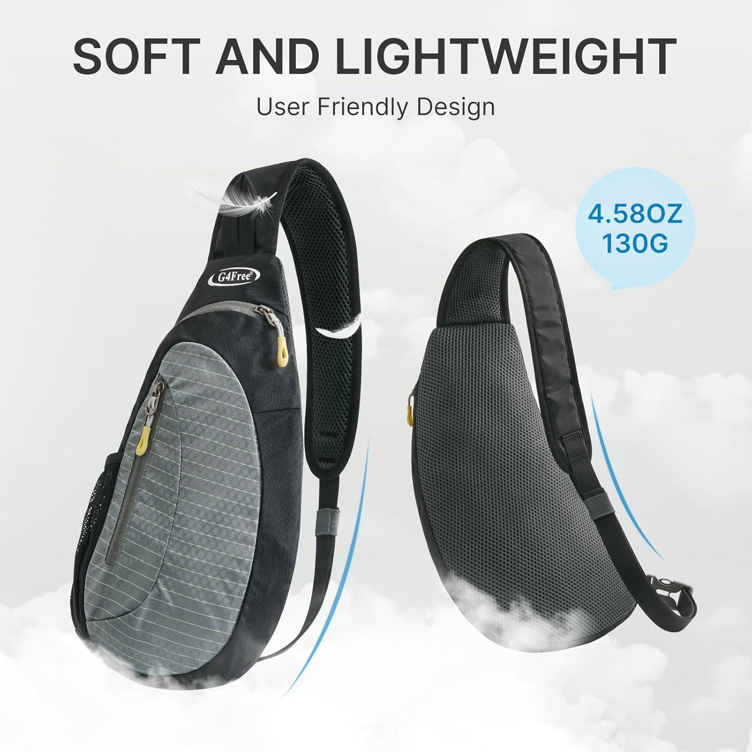 imageG4Free Sling Bag for Men Women Small Crossbody Backpack Lightweight Chest Shoulder Bags for Travel Outdoor and Sports BlackBlack  Grey