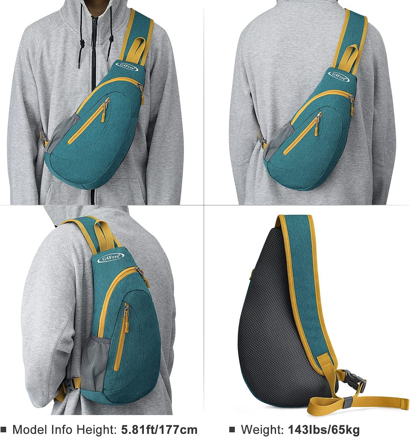 imageG4Free Sling Bag for Men Women Small Crossbody Backpack Lightweight Chest Shoulder Bags for Travel Outdoor and Sports BlackPeacock Blue